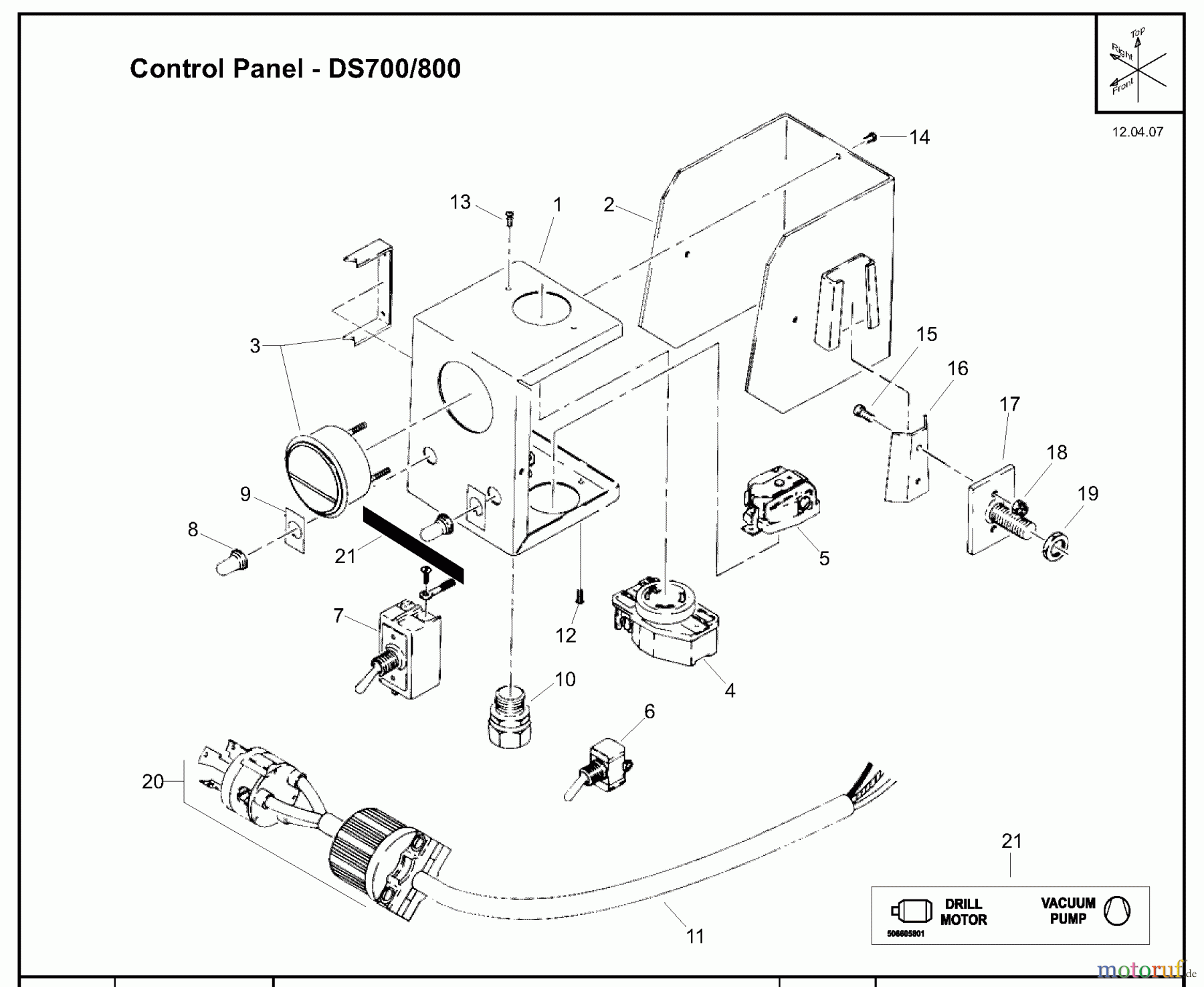  Husqvarna Zubehör DS700 (504625401) - Husqvarna Drill Stand (2007-12 & After) Control Panel