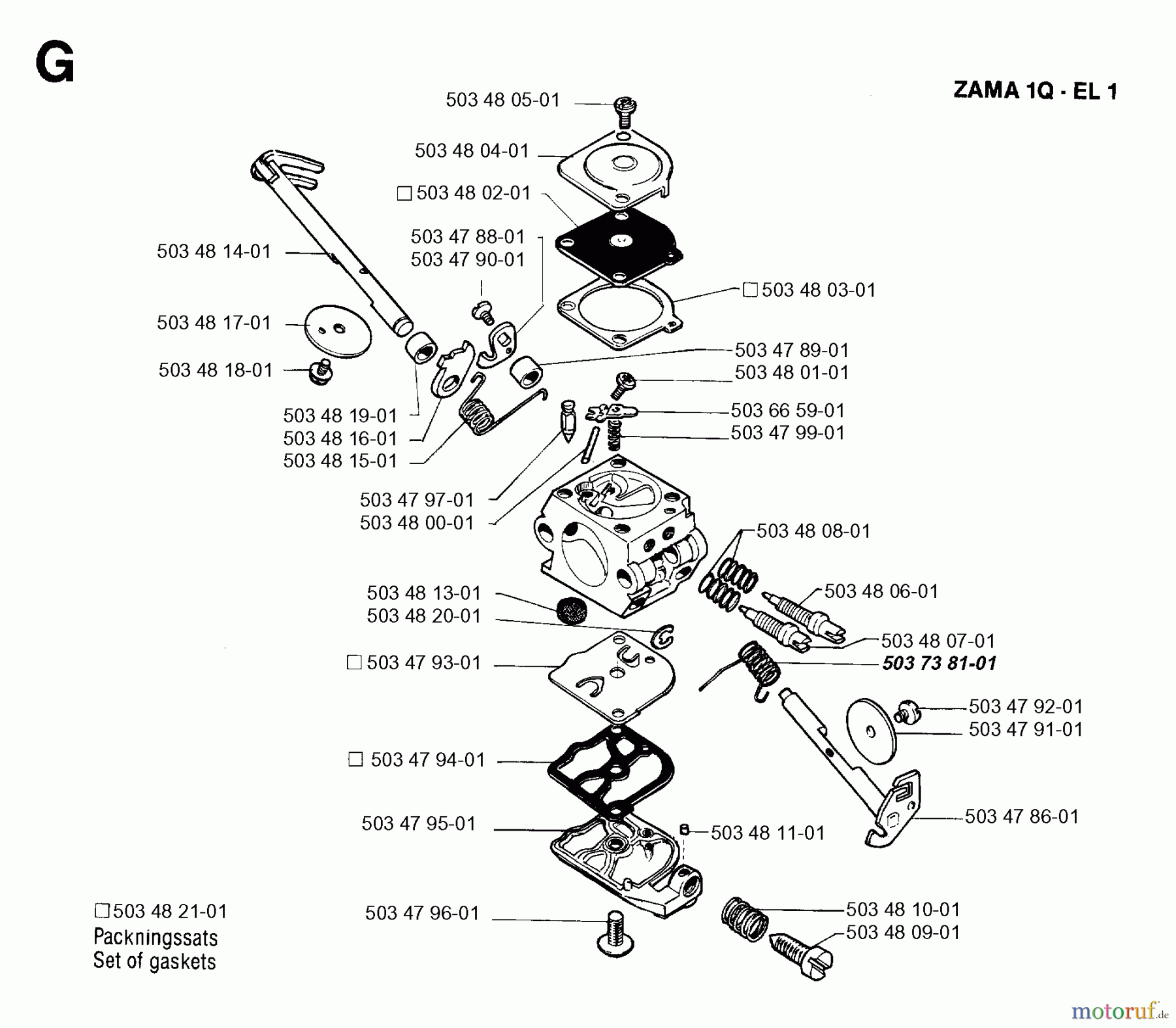  Jonsered Motorsägen 2045 - Jonsered Chainsaw (1994-09) CARBURETOR DETAILS