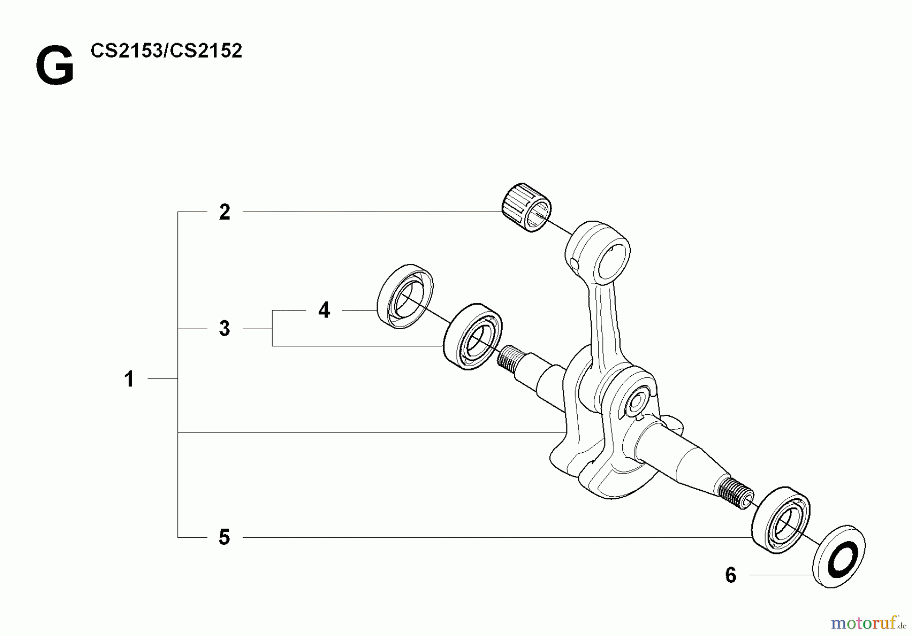  Jonsered Motorsägen CS2152 - Jonsered Chainsaw (2007-08) CRANKSHAFT