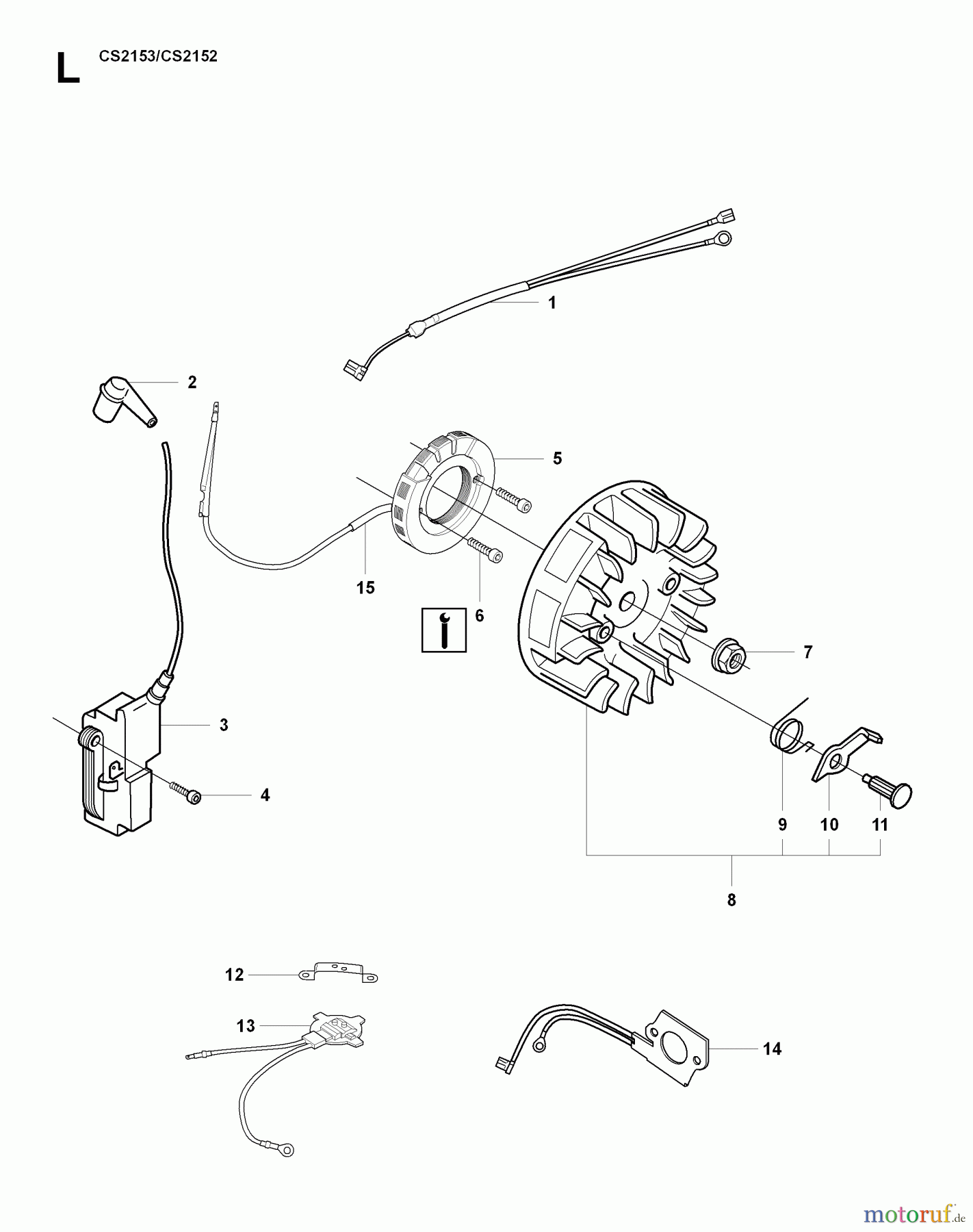 Jonsered Motorsägen CS2152 - Jonsered Chainsaw (2007-08) IGNITION SYSTEM