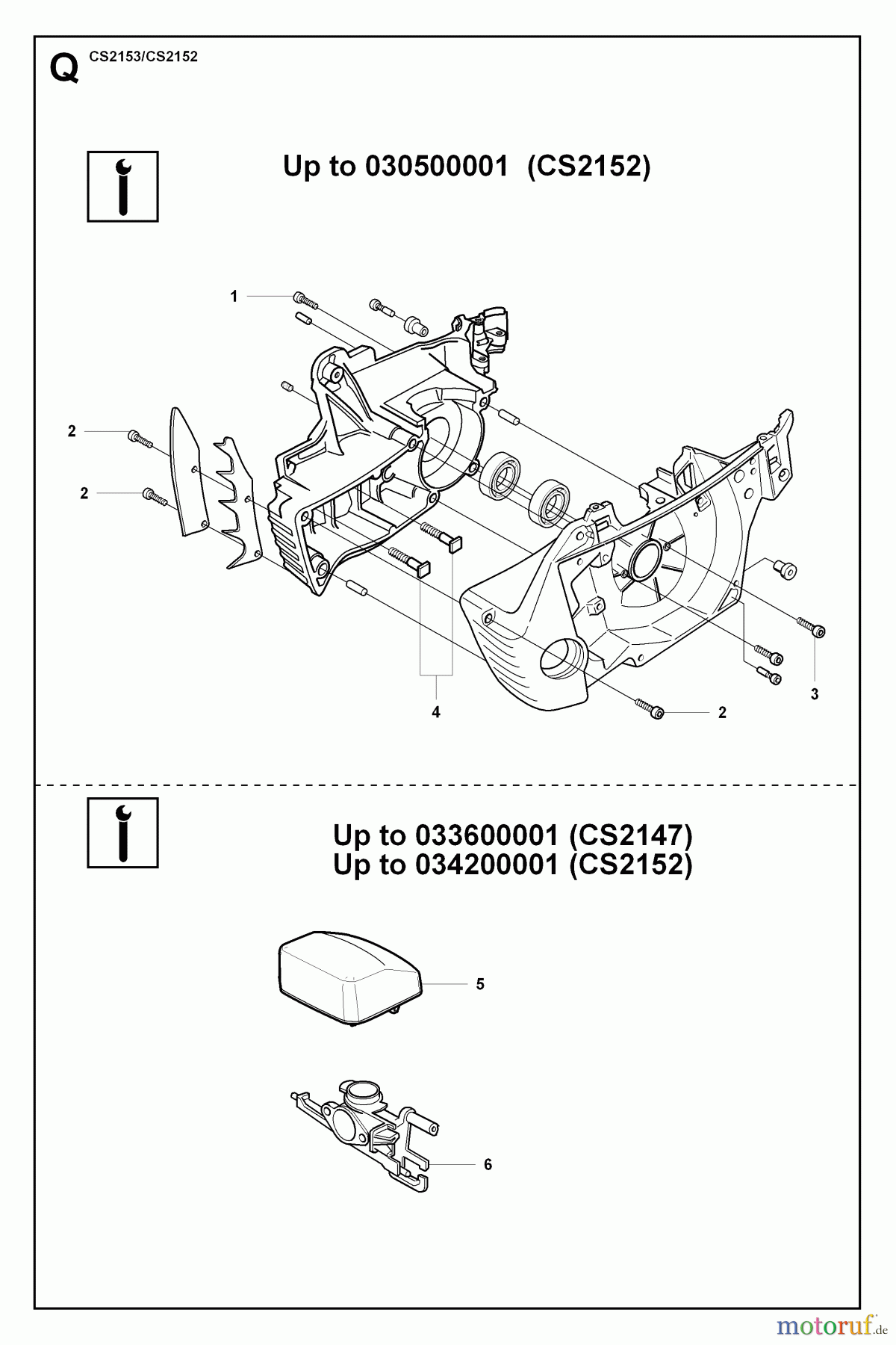 Jonsered Motorsägen CS2152 - Jonsered Chainsaw (2007-08) SERVICE UPDATES #2