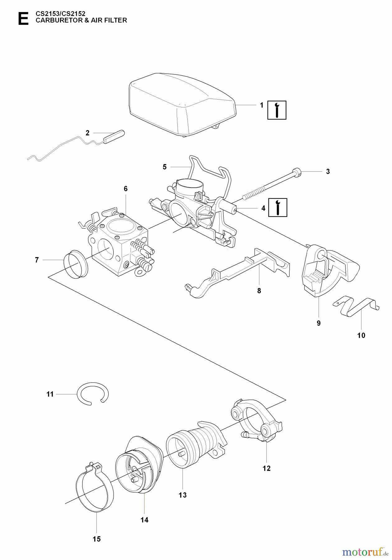  Jonsered Motorsägen CS2152 - Jonsered Chainsaw (2009-02) CARBURETOR AIR FILTER