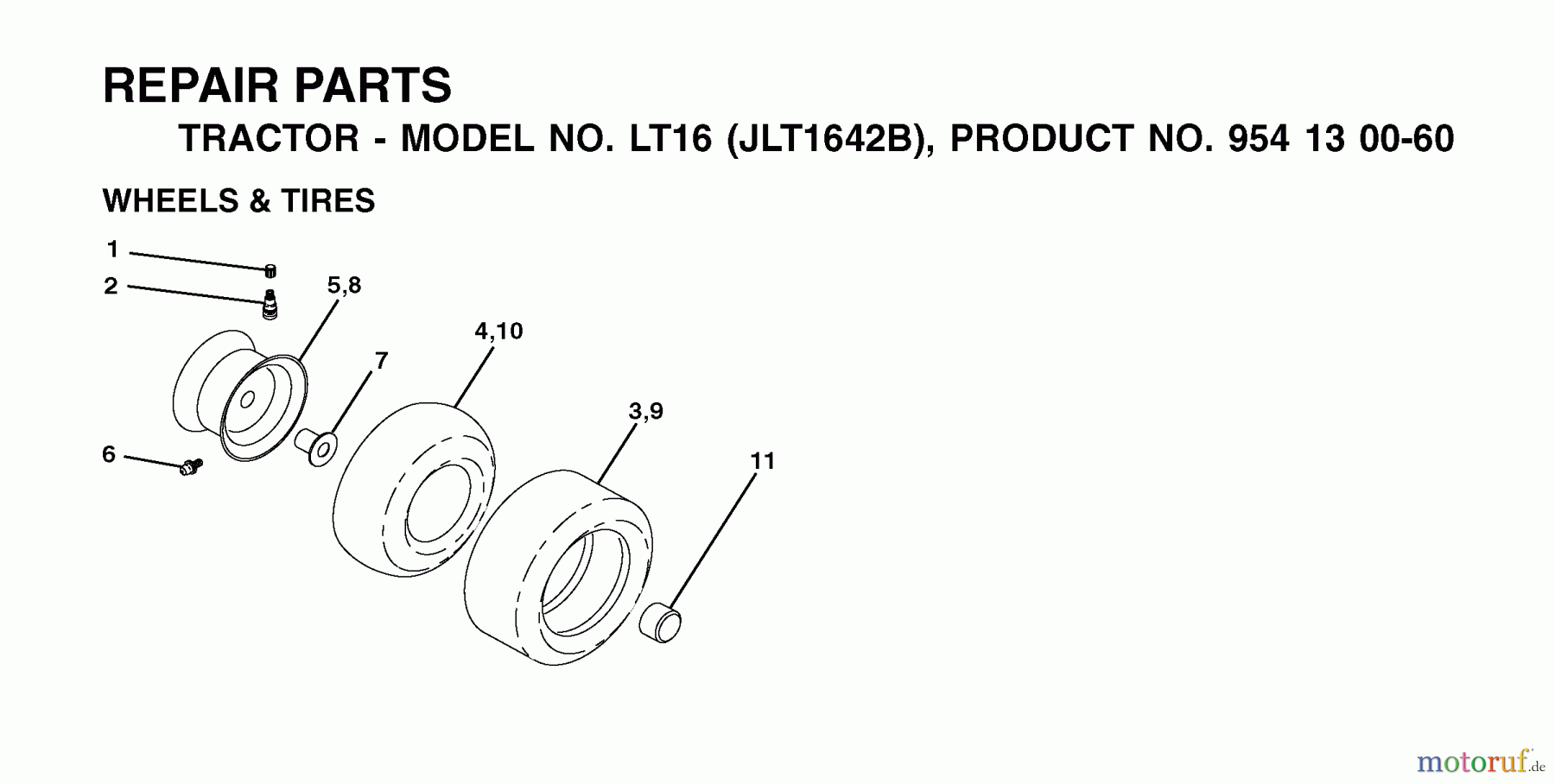  Jonsered Rasen  und Garten Traktoren LT16 (JLT1642B, 954130060) - Jonsered Lawn & Garden Tractor (2002-06) WHEELS TIRES
