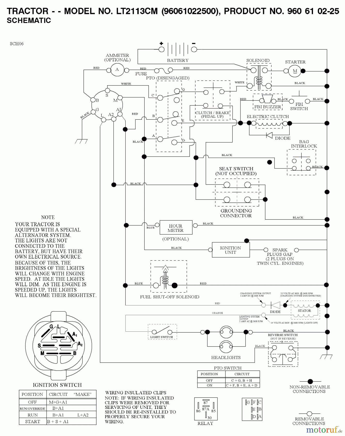  Jonsered Rasen  und Garten Traktoren LT2113 CM (96061022500) - Jonsered Lawn & Garden Tractor (2007-10) SCHEMATIC