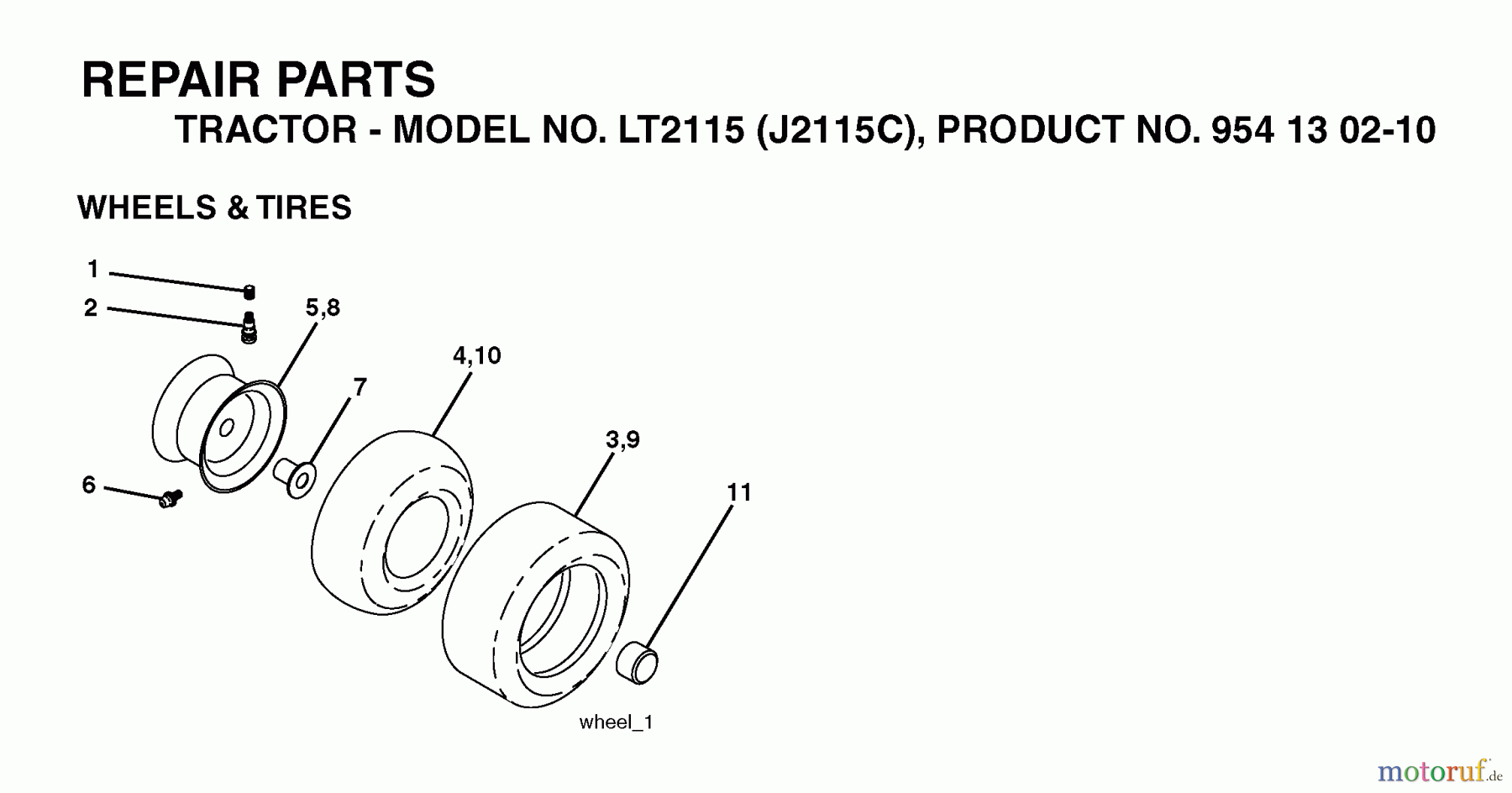 Jonsered Rasen  und Garten Traktoren LT2115 (J2115C, 954130210) - Jonsered Lawn & Garden Tractor (2004-09) WHEELS TIRES