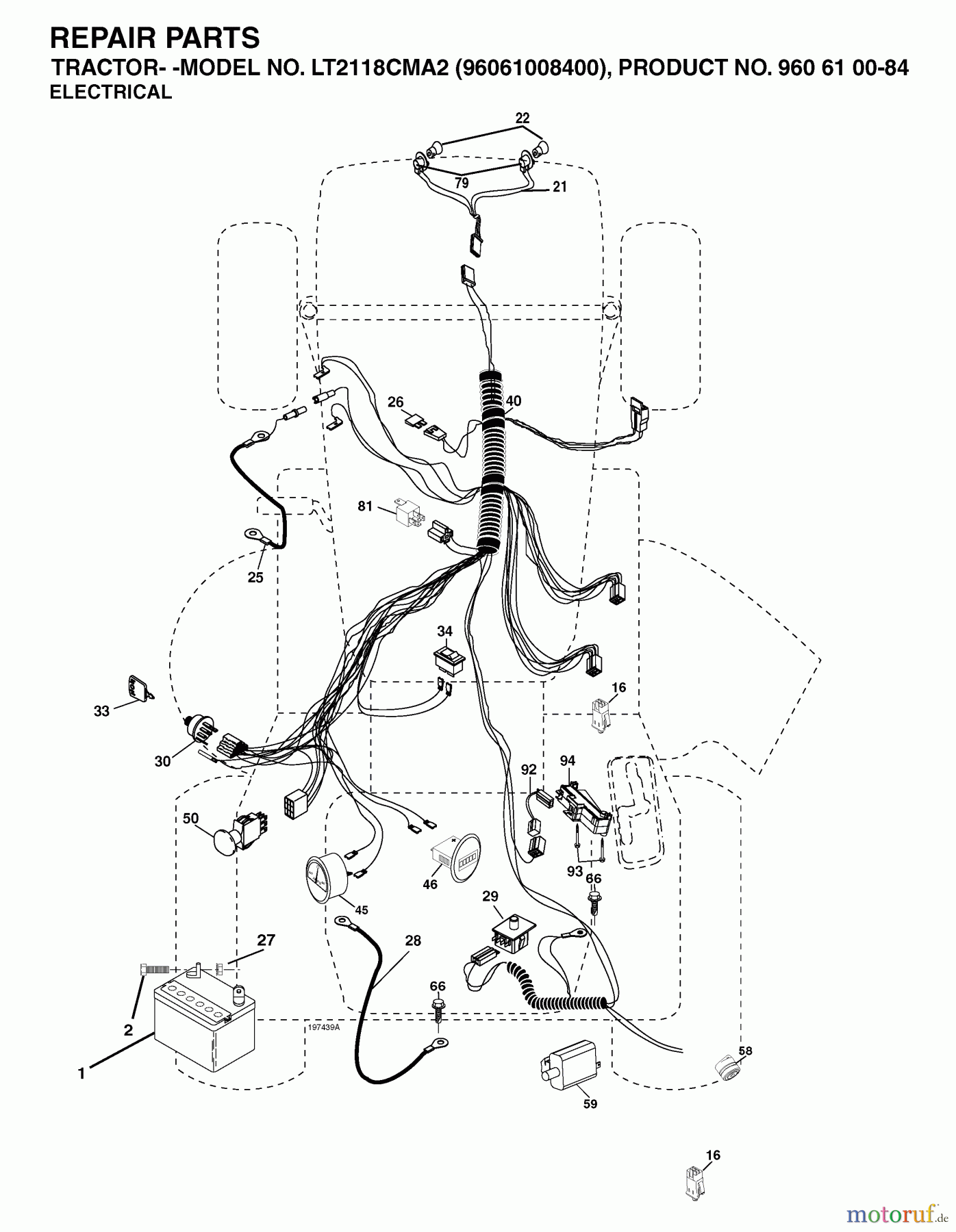  Jonsered Rasen  und Garten Traktoren LT2118 CMA2 (96061008400) - Jonsered Lawn & Garden Tractor (2006-01) ELECTRICAL