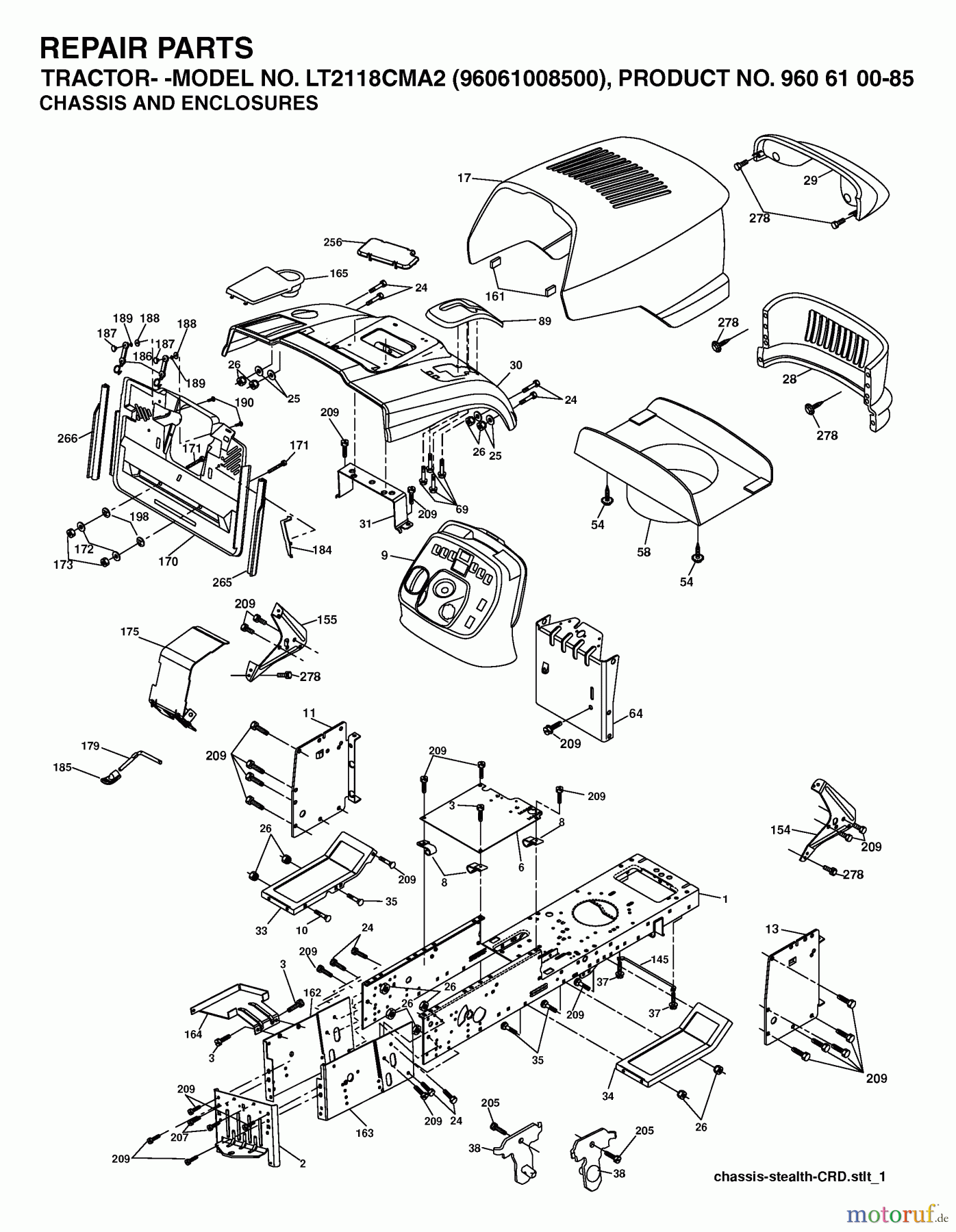  Jonsered Rasen  und Garten Traktoren LT2118 CMA2 (96061008500) - Jonsered Lawn & Garden Tractor (2006-04) CHASSIS ENCLOSURES