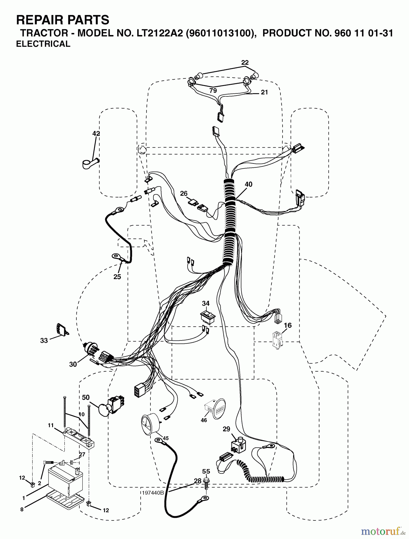  Jonsered Rasen  und Garten Traktoren LT2122 A2 (96011013100) - Jonsered Lawn & Garden Tractor (2006-04) ELECTRICAL