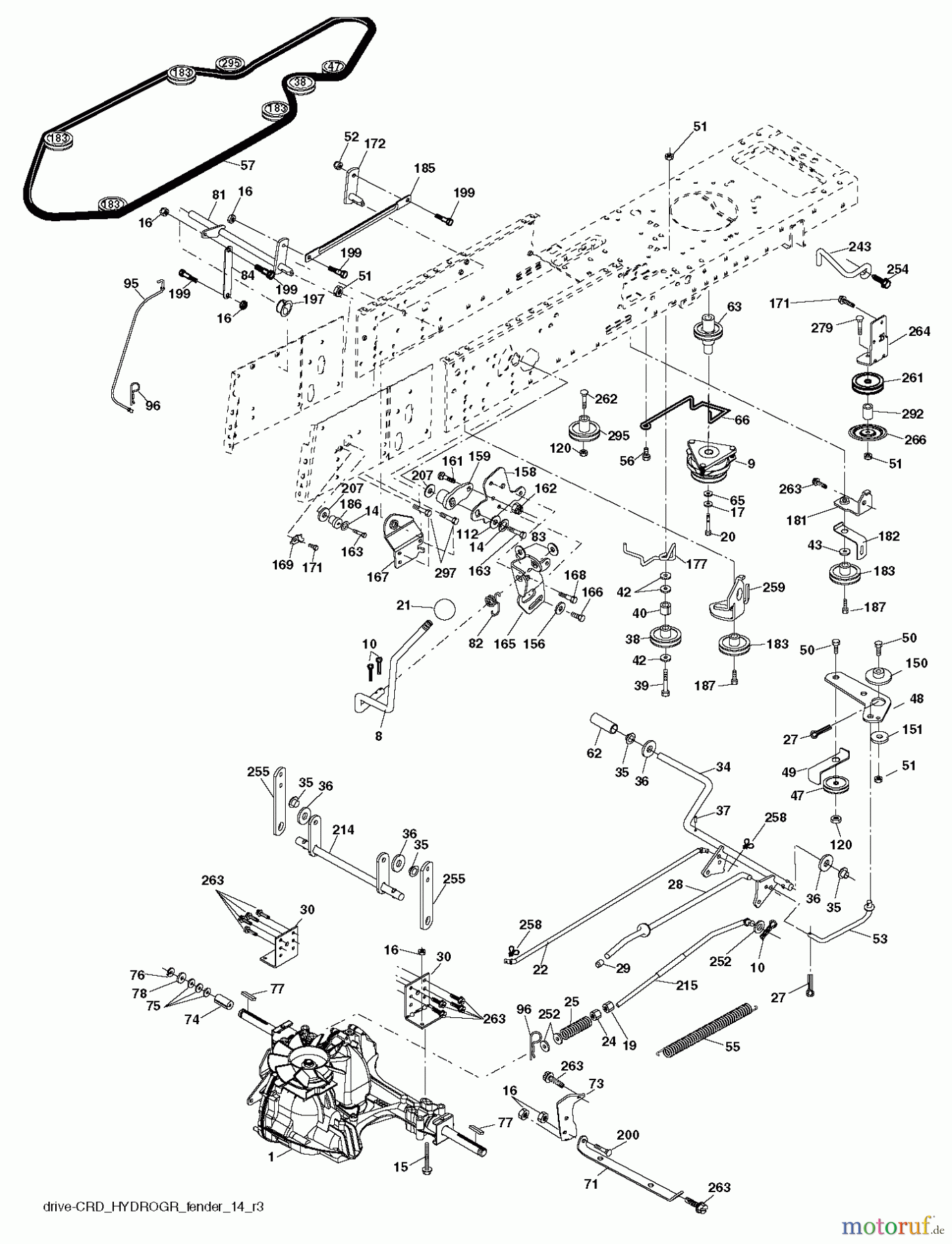  Jonsered Rasen  und Garten Traktoren LT2218 CMA2 (96061026600) - Jonsered Lawn & Garden Tractor (2010-01) DRIVE