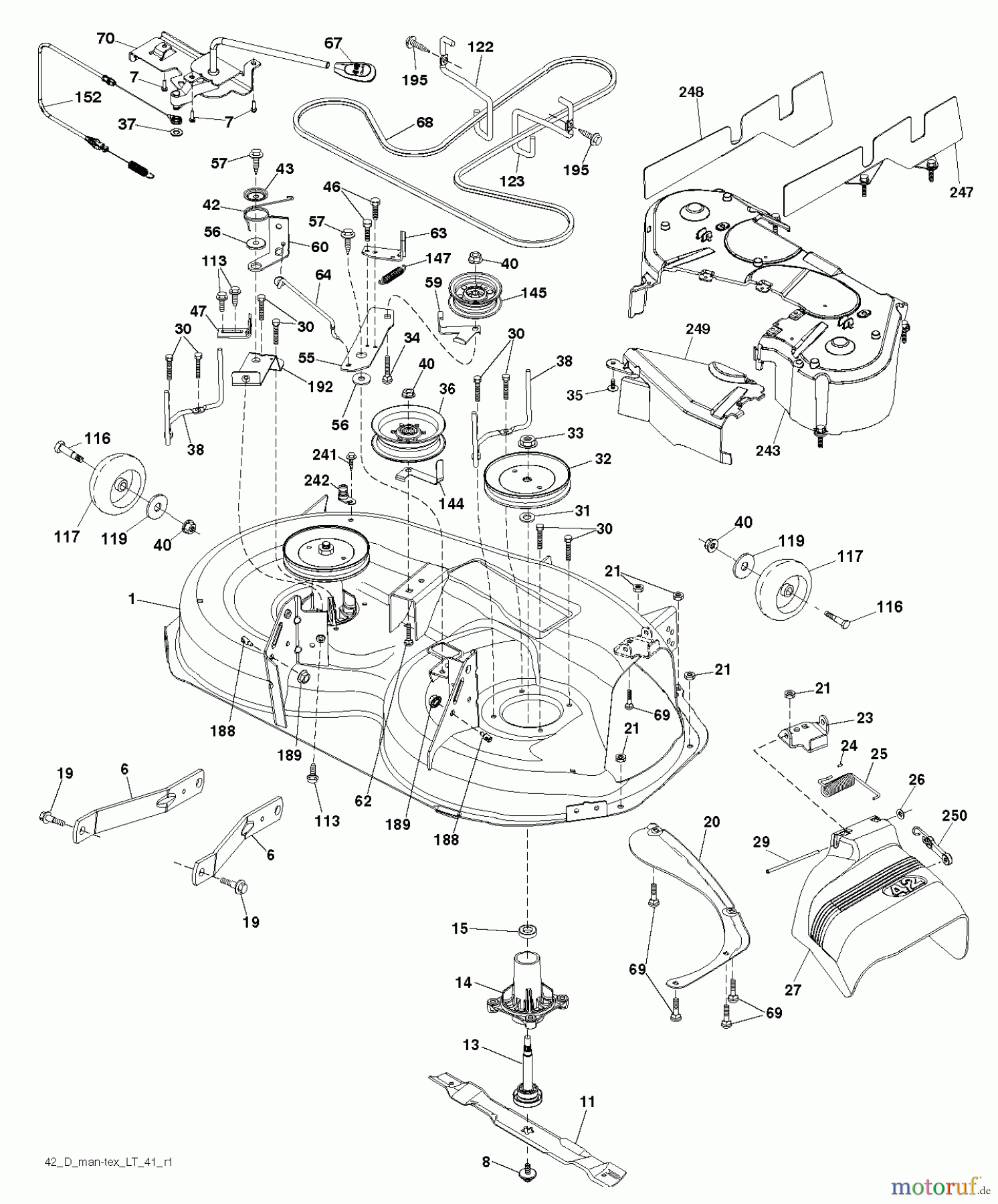  Jonsered Rasen  und Garten Traktoren LT2317 A2 (96041026100) - Jonsered Lawn & Garden Tractor (2011-09) MOWER DECK / CUTTING DECK