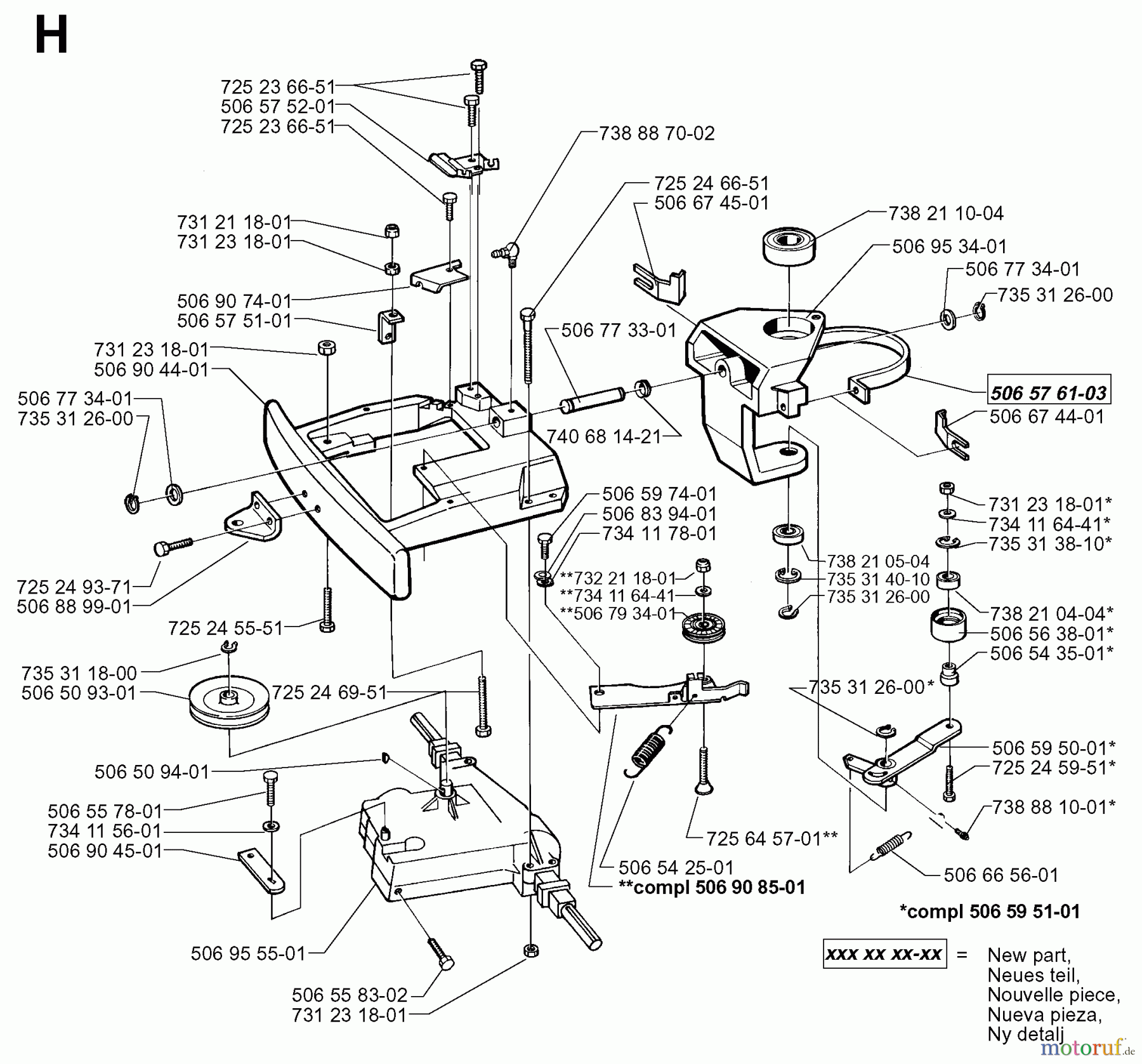  Jonsered Reitermäher FR13 - Jonsered Rear-Engine Riding Mower (1998-10) CHASSIS / FRAME #2