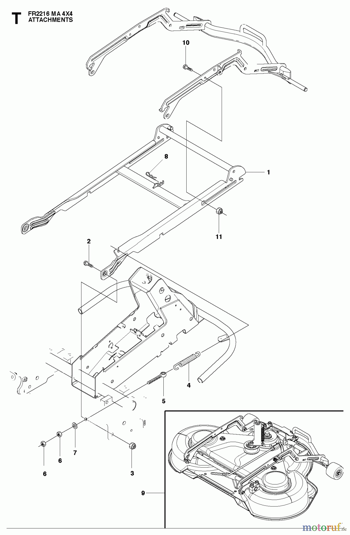  Jonsered Reitermäher FR2216 MA 4x4 (965190401) - Jonsered Rear-Engine Riding Mower (2010-07) ATTACHMENTS
