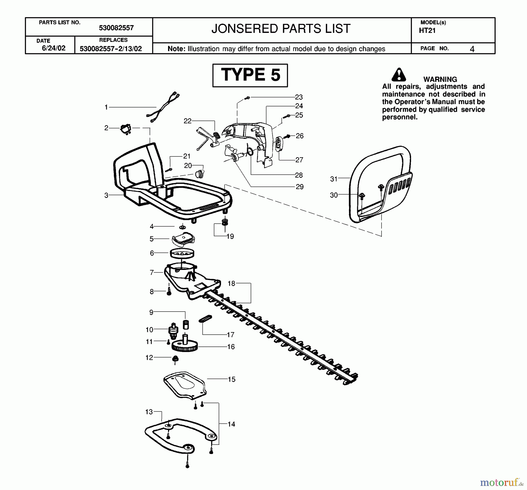 Jonsered Heckenscheren HT21 - Jonsered Hedge Trimmer (2002-08) CLUTCH OIL PUMP #1