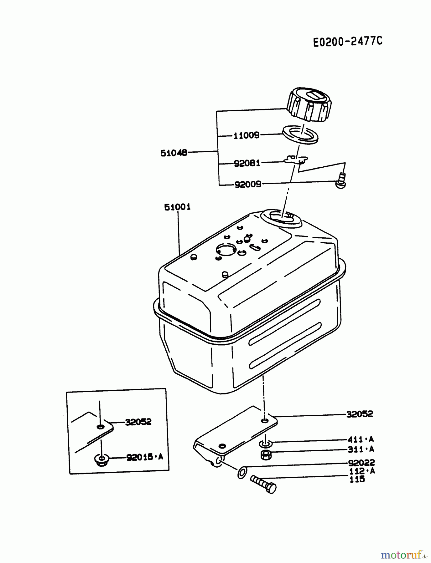  Kawasaki Motoren Motoren, Horizontal FA210D-JS01 - Kawasaki FA210D 4-Stroke Engine FUEL-TANK/FUEL-VALVE