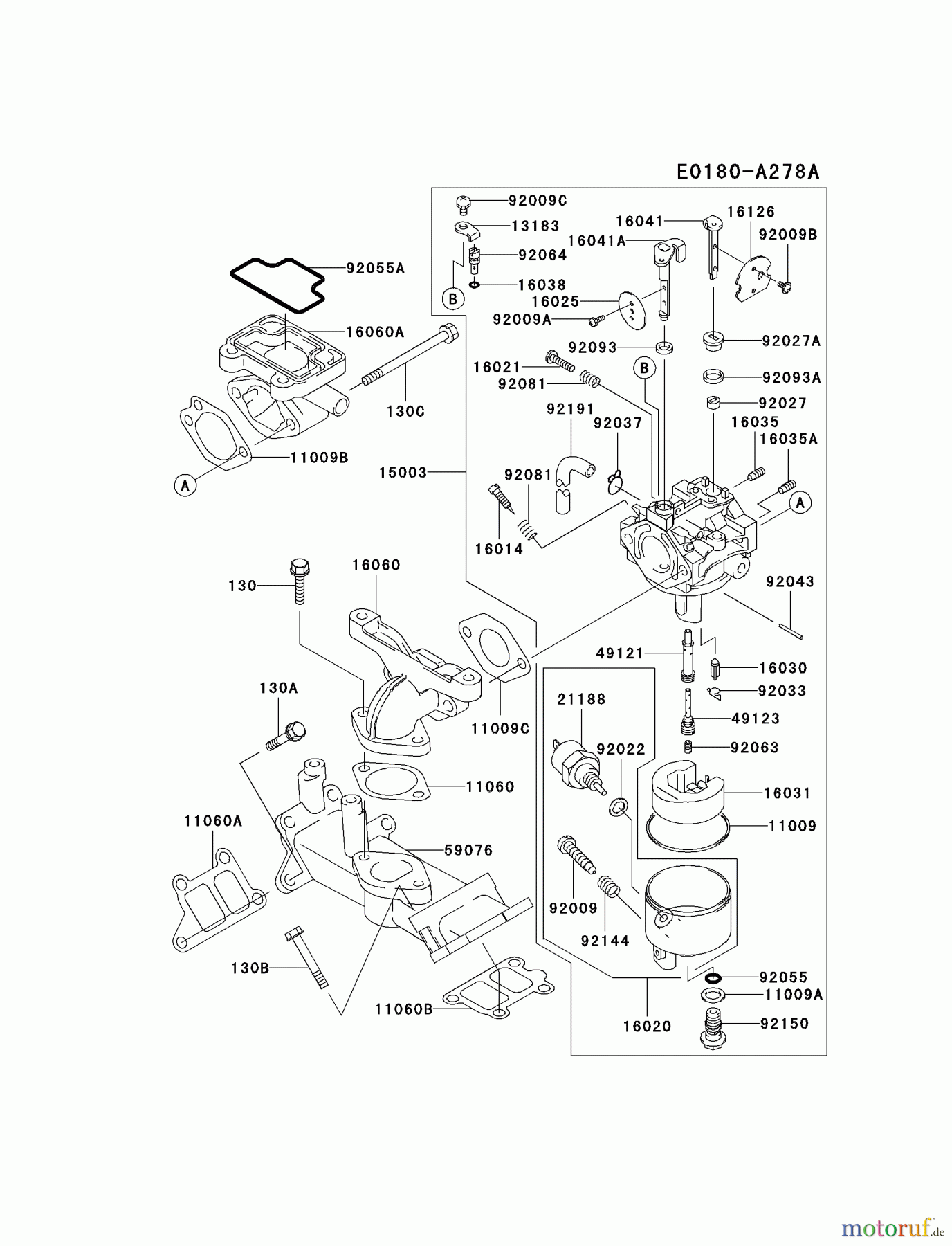  Kawasaki Motoren Motoren, Horizontal FD501D-AS00 - Kawasaki FD501D 4-Stroke Engine CARBURETOR #2