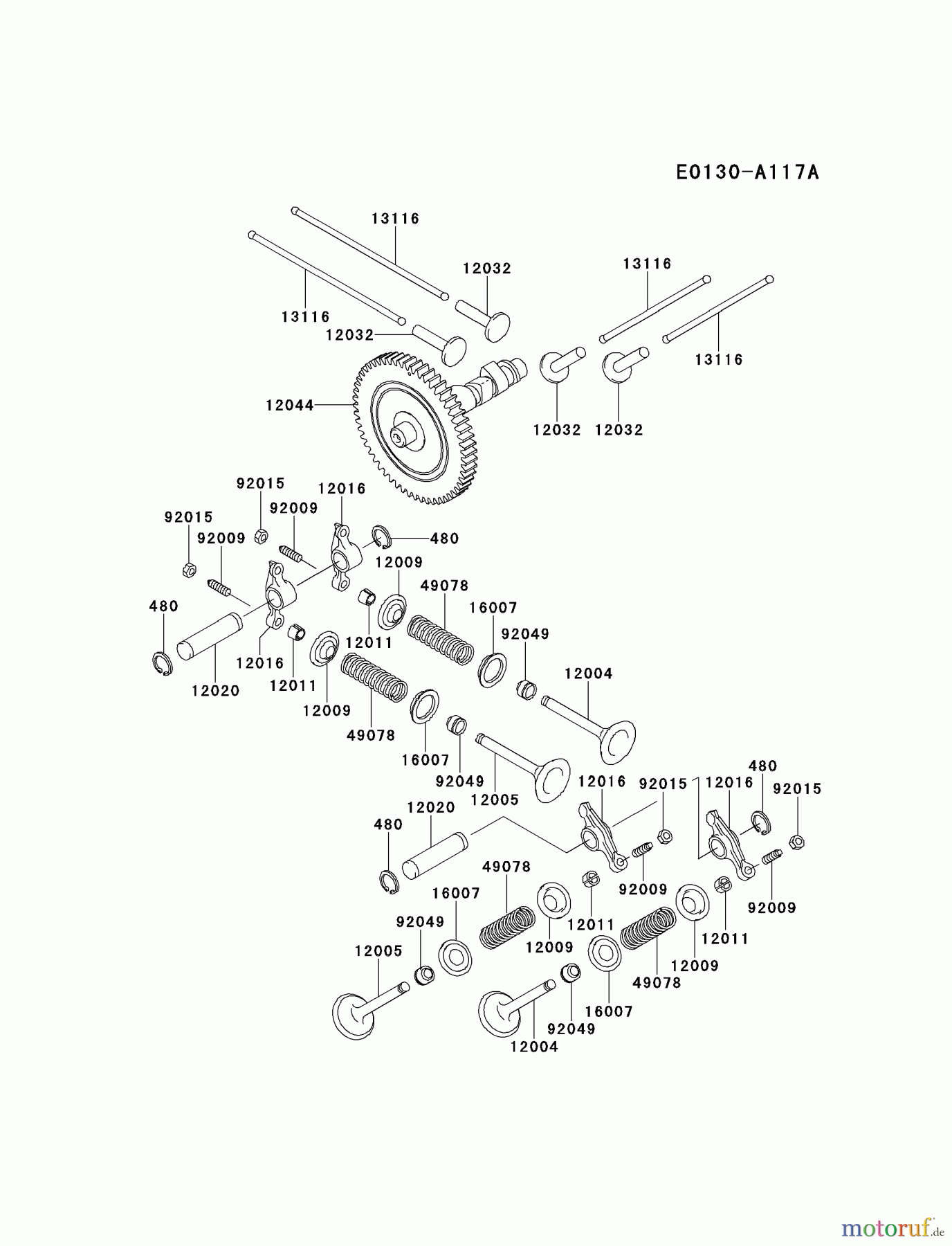 Kawasaki Motoren Motoren, Horizontal FD501D-ES00 - Kawasaki FD501D 4-Stroke Engine VALVE/CAMSHAFT