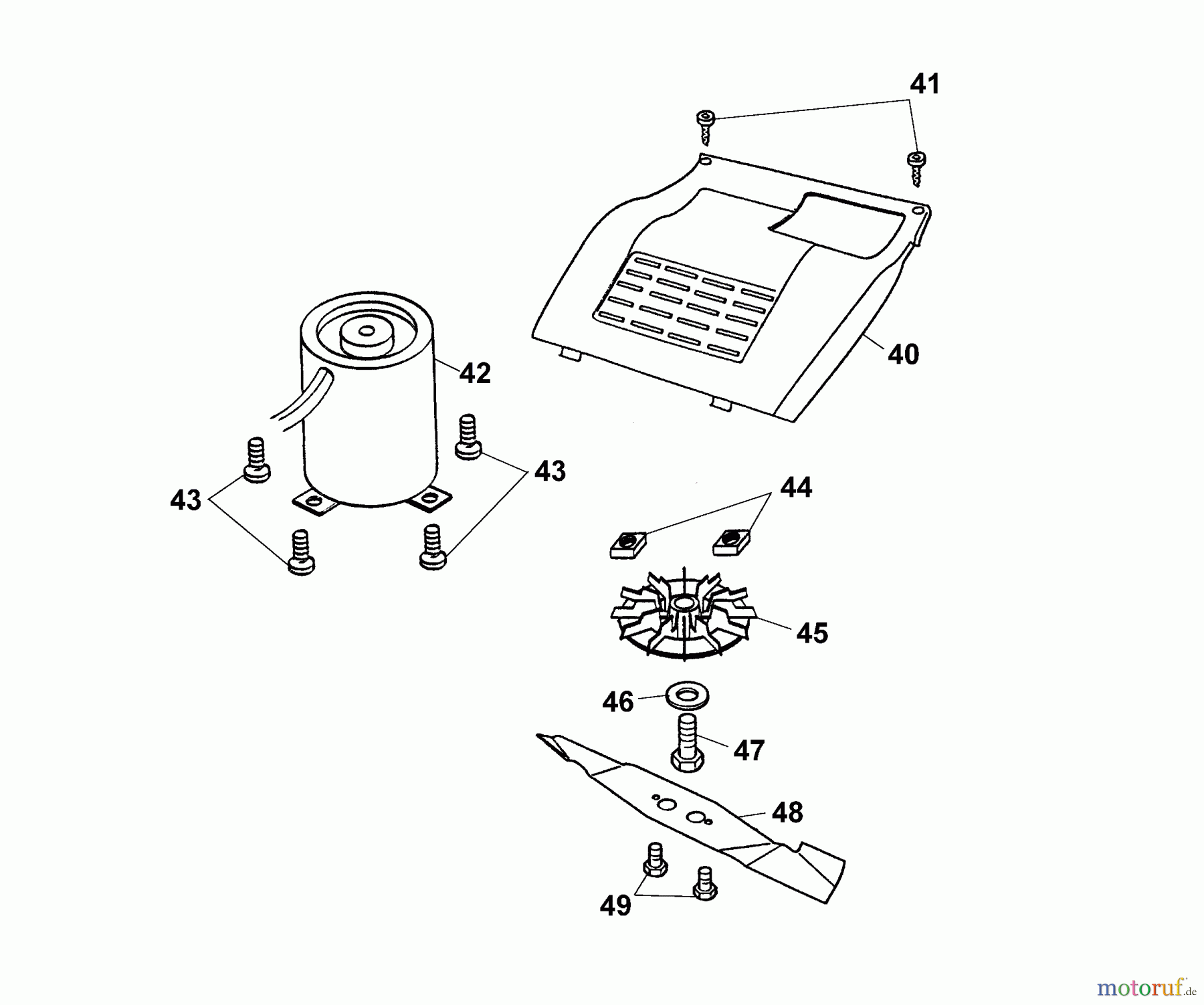  Wolf-Garten Akkumäher Picco 32 AC 4911000 Serie G  (2004) Abdeckhaube Motor, Messer, Motor