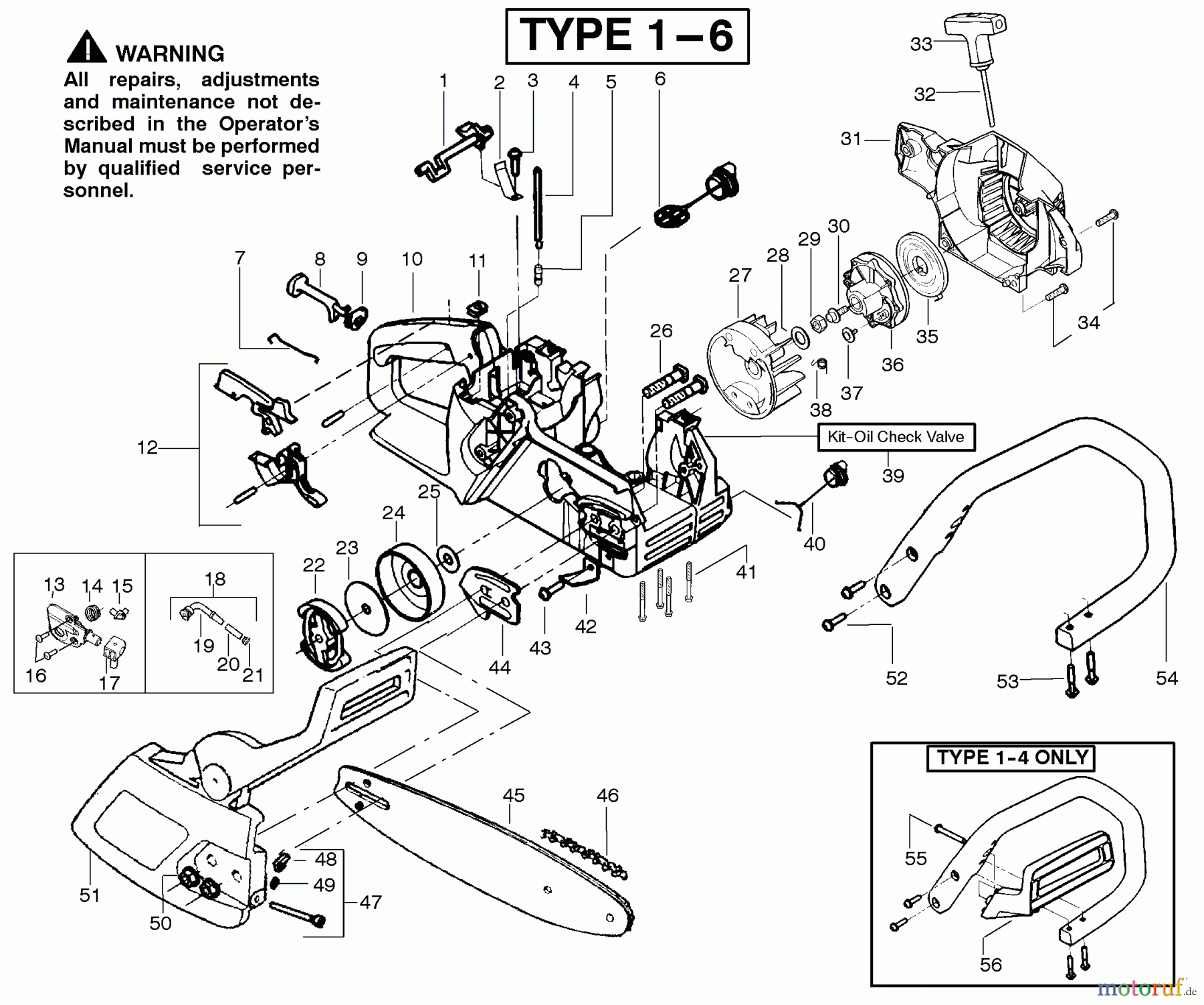 Poulan / Weed Eater Motorsägen 2050 (Type 5) - Poulan Pioneer Chainsaw Handle, Chassis & Bar Assembly Type 1-6