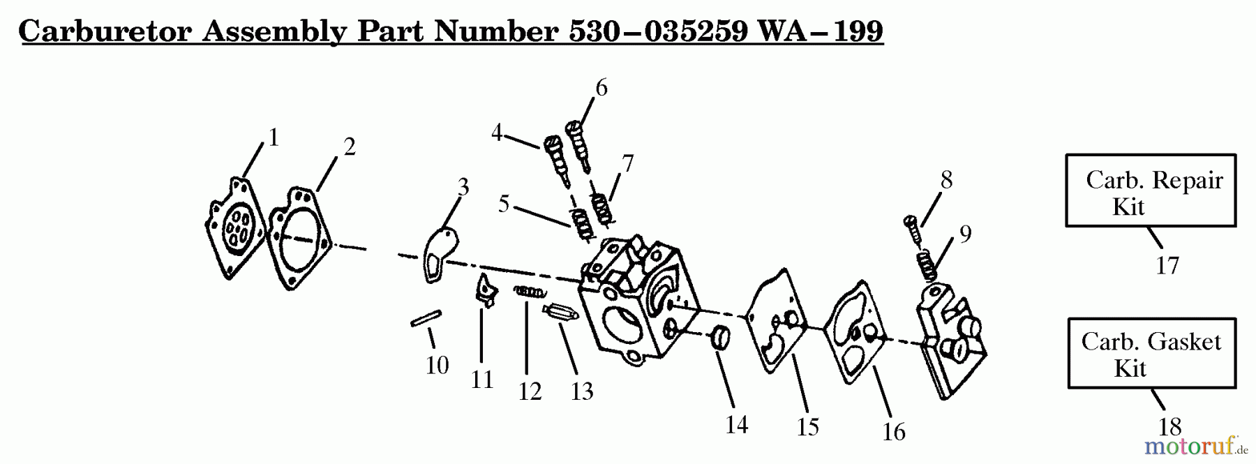  Poulan / Weed Eater Motorsensen, Trimmer HP22T - Weed Eater String Trimmer Carburetor Assembly (WA199) P/N 530035259