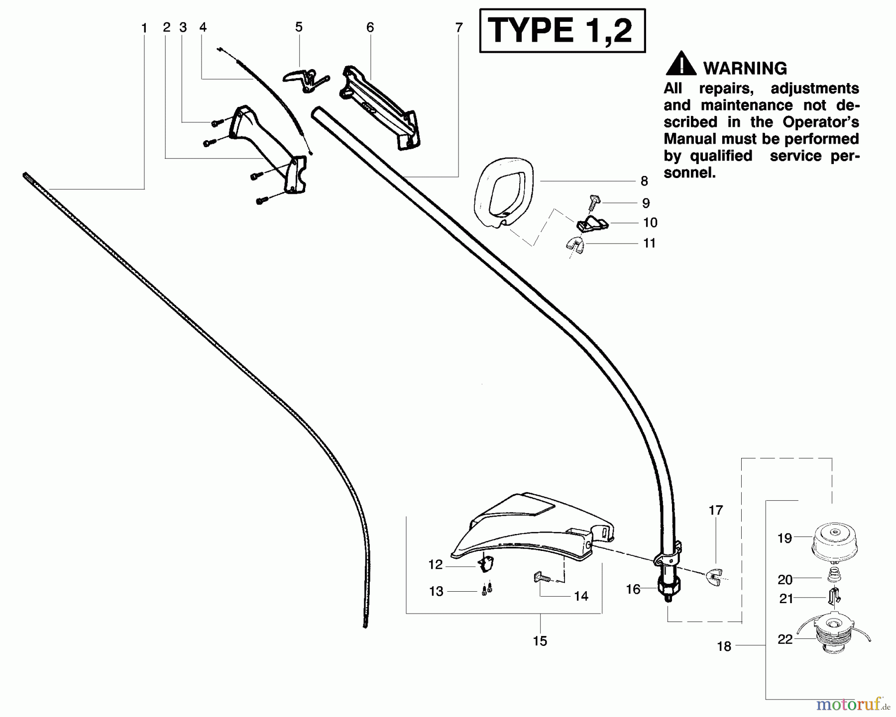  Poulan / Weed Eater Motorsensen, Trimmer XT250 (Type 2) - Weed Eater String Trimmer Handle & Shaft Assembly
