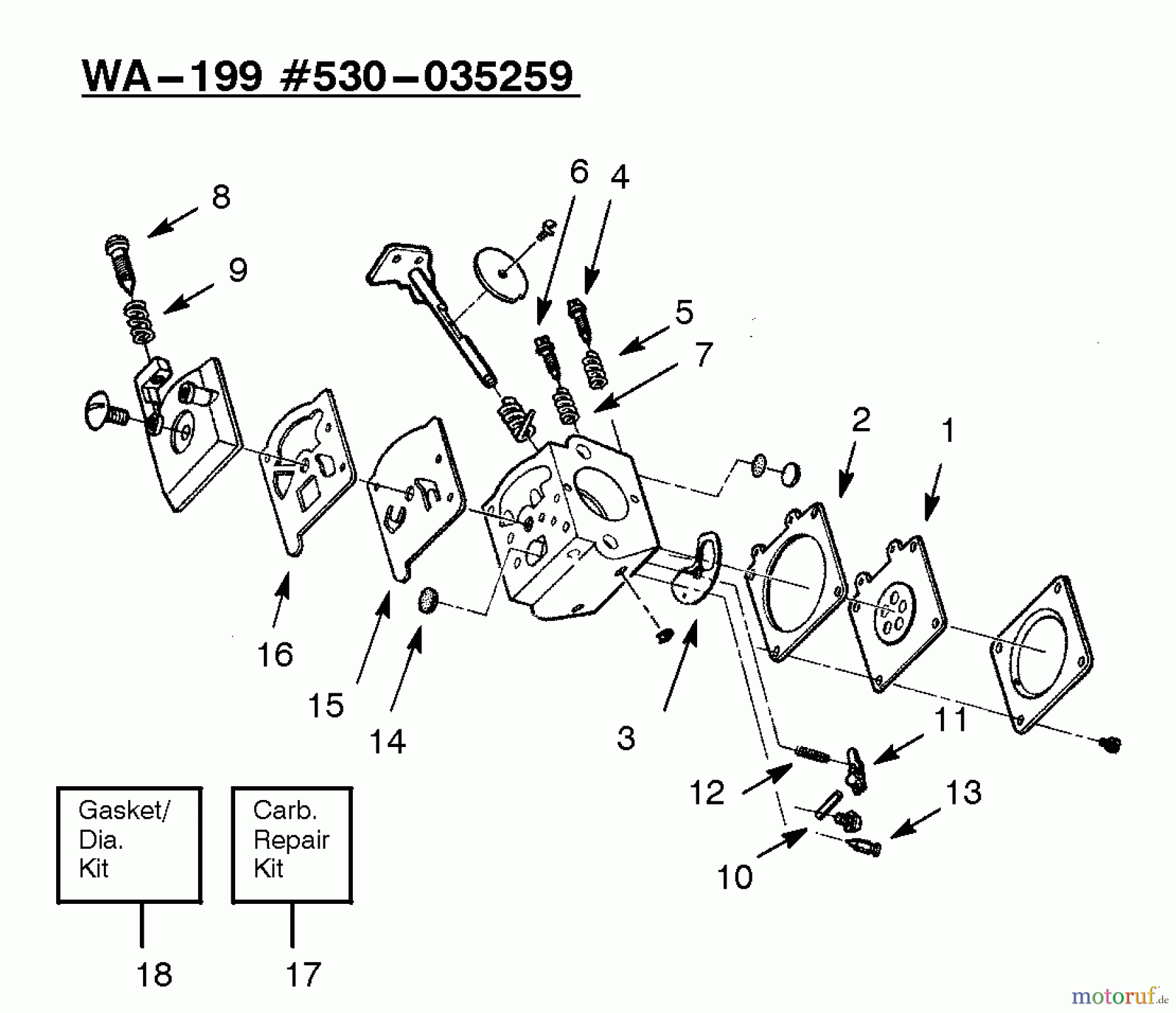  Poulan / Weed Eater Motorsensen, Trimmer XT40T - Weed Eater String Trimmer Carburetor Assembly WA-199