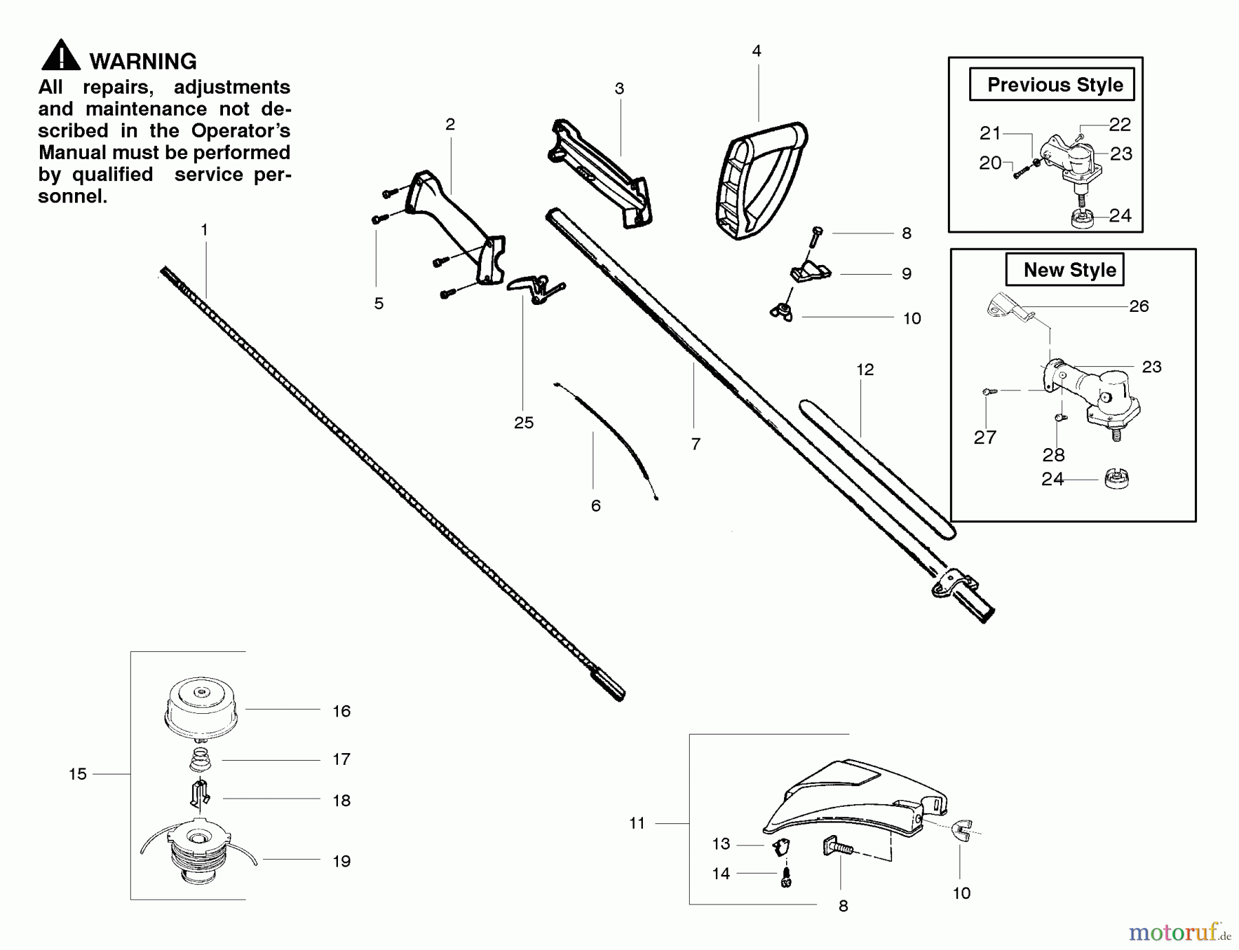  Poulan / Weed Eater Motorsensen, Trimmer XT600 (Type 3) - Weed Eater String Trimmer Handle & Shaft Assembly
