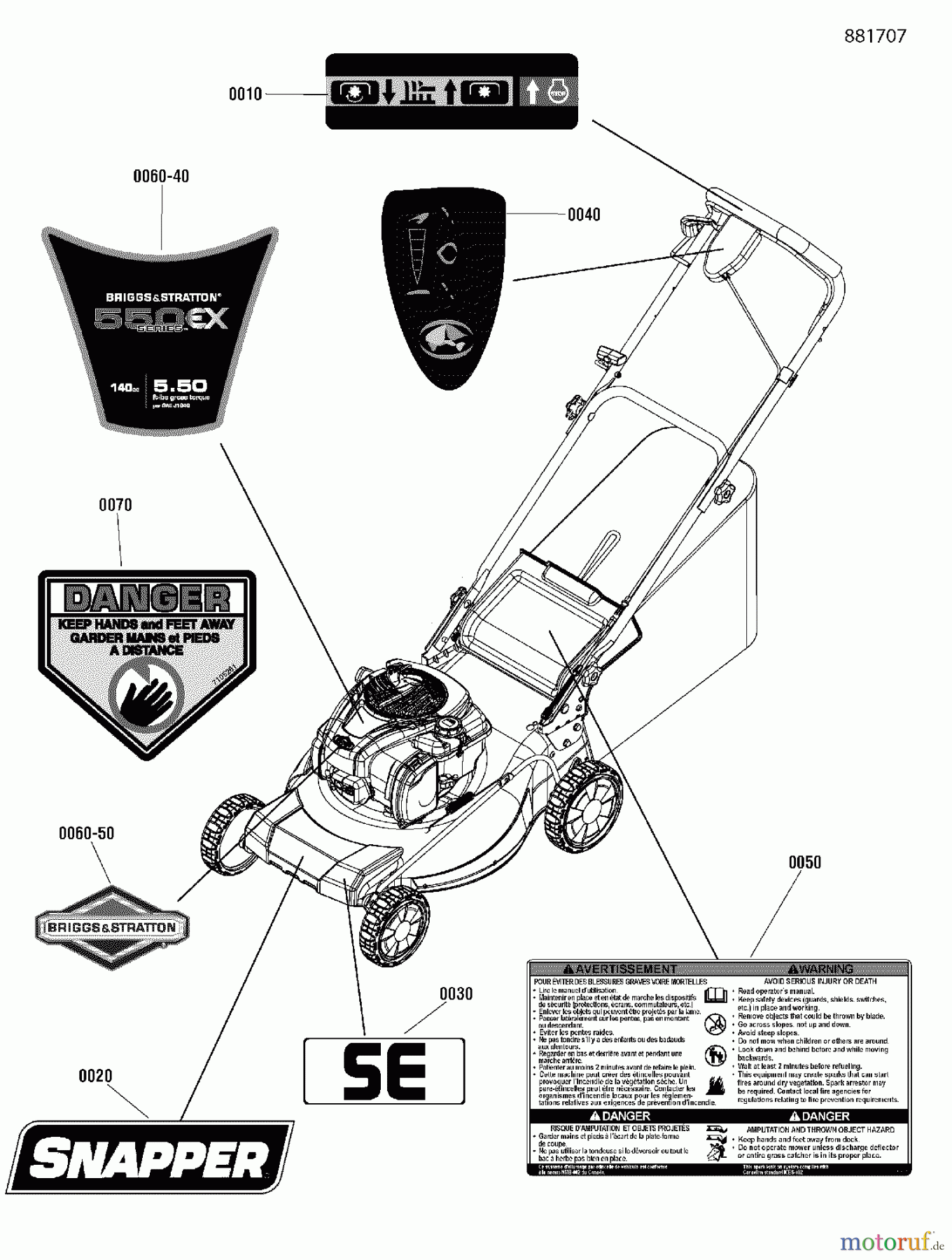  Snapper Rasenmäher SP19550EX (881545-00) - Snapper 19