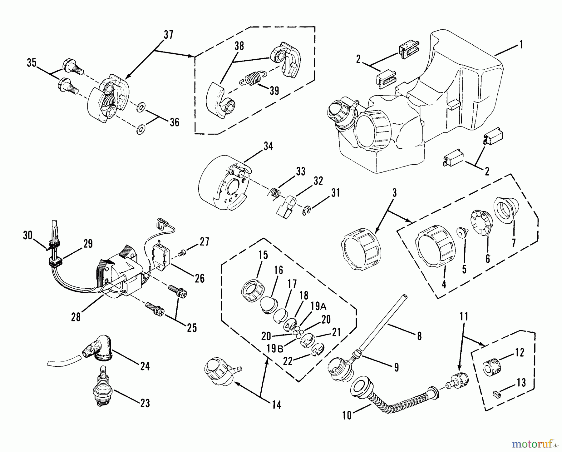 Snapper Trimmer, Motorsensen 211SST - Snapper 21.2cc Straight Shaft Trimmer, Series 1 Fuel Tank, Filter, Primer Pump & Clutch