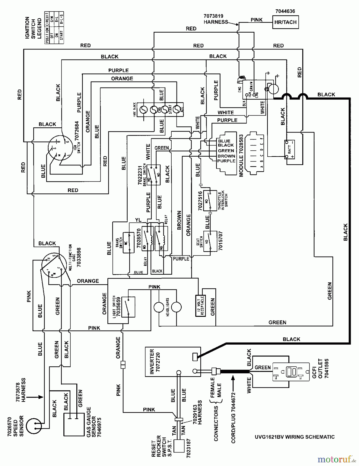  Snapper Utility Vehicles UVG1621BV (7085632) - Snapper Turf Cruiser Utility Vehicle, 16 HP, Series 1 WIRING SCHEMATIC- UVG Model