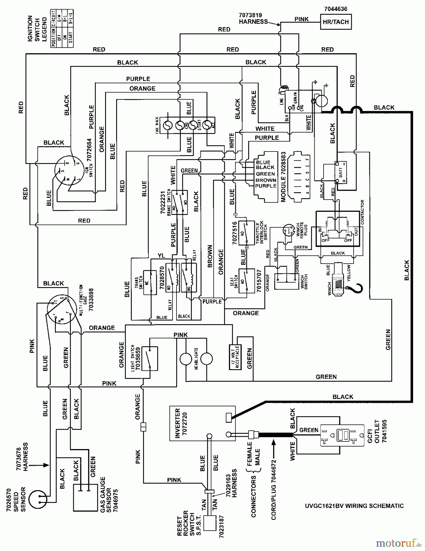  Snapper Utility Vehicles UVGT1621BV (7085903) - Snapper Trail Cruiser Utility Vehicle, 16 HP, Series 1 WIRING SCHEMATIC- UVGT (UVGC) Model