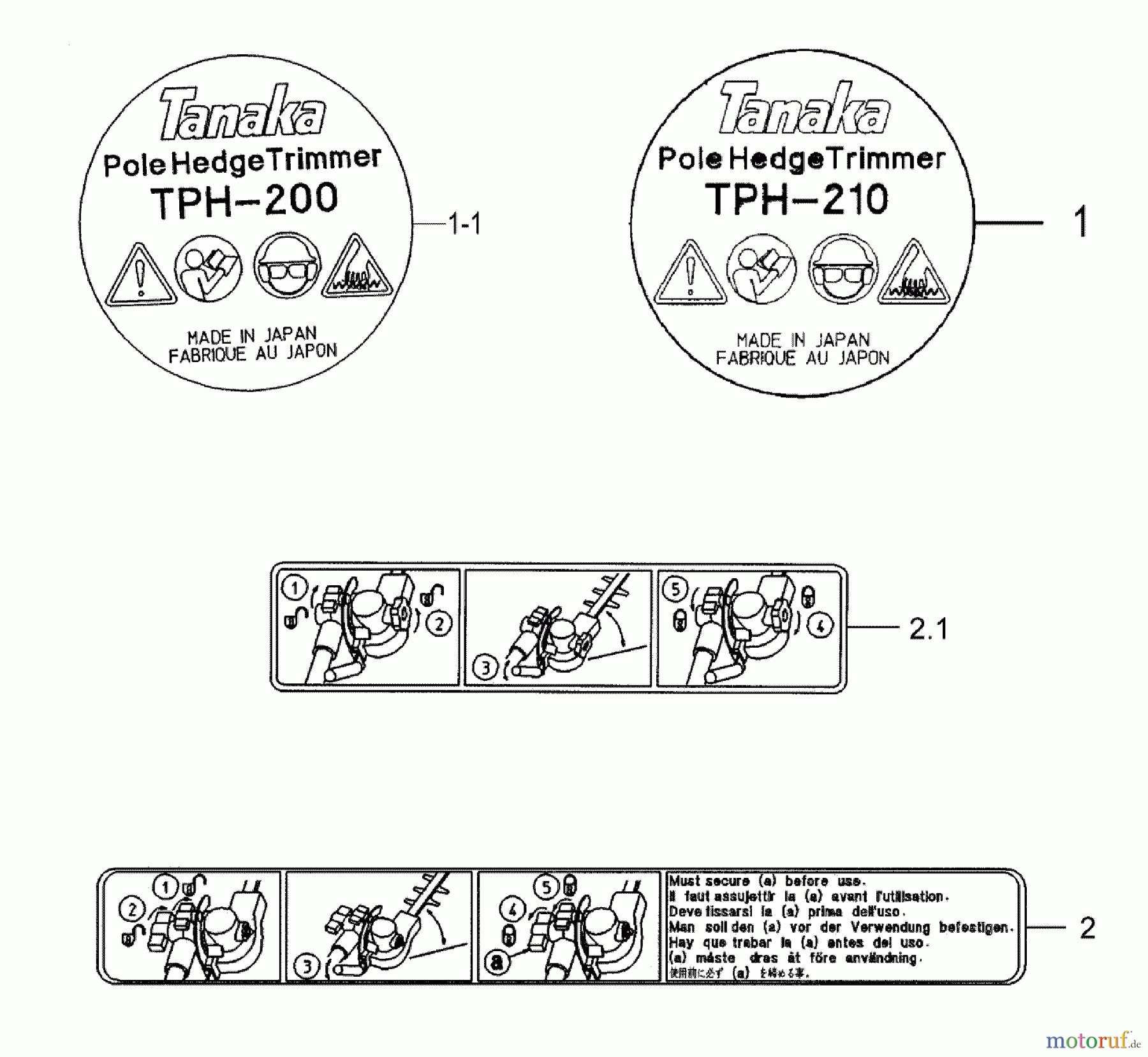  Tanaka Zubehör TPH-210 - Tanaka Articulating Hedgetrimmer Attachment Decals