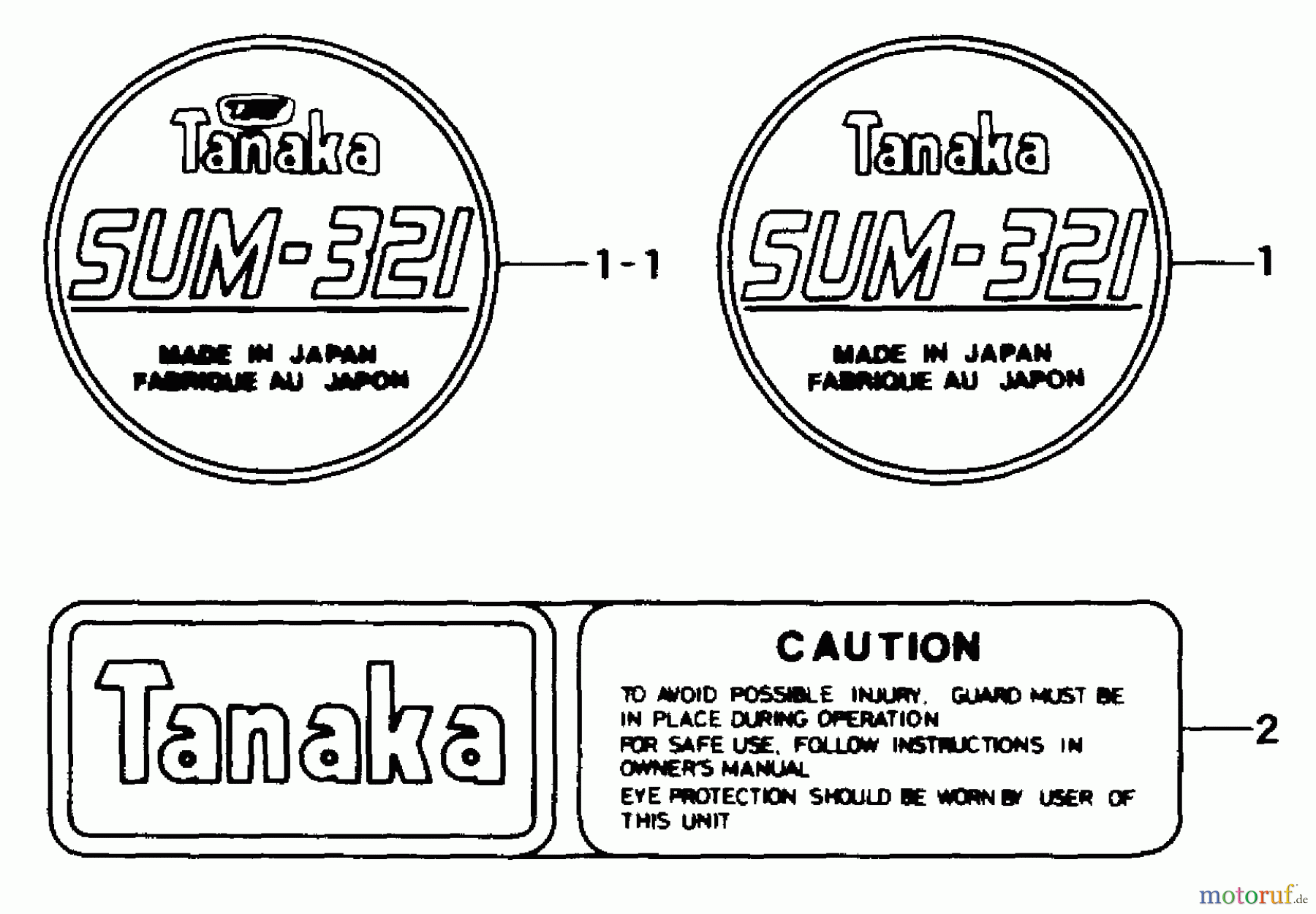  Tanaka Trimmer, Motorsensen SUM-321 - Tanaka Backpack Brush Cutter Marks