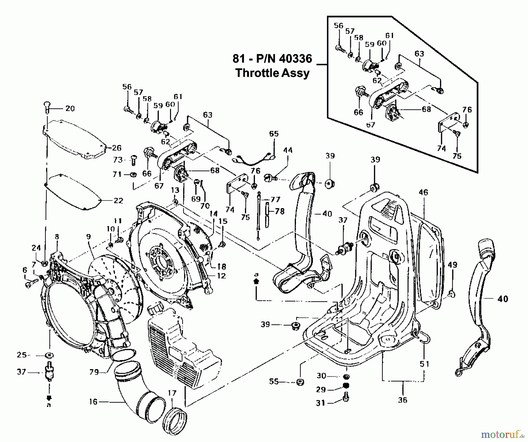  Tanaka Blasgeräte, Sauger, Häcksler, Mulchgeräte TBL-4600 - Tanaka Backpack Blower Main Body, Throttle, Harness