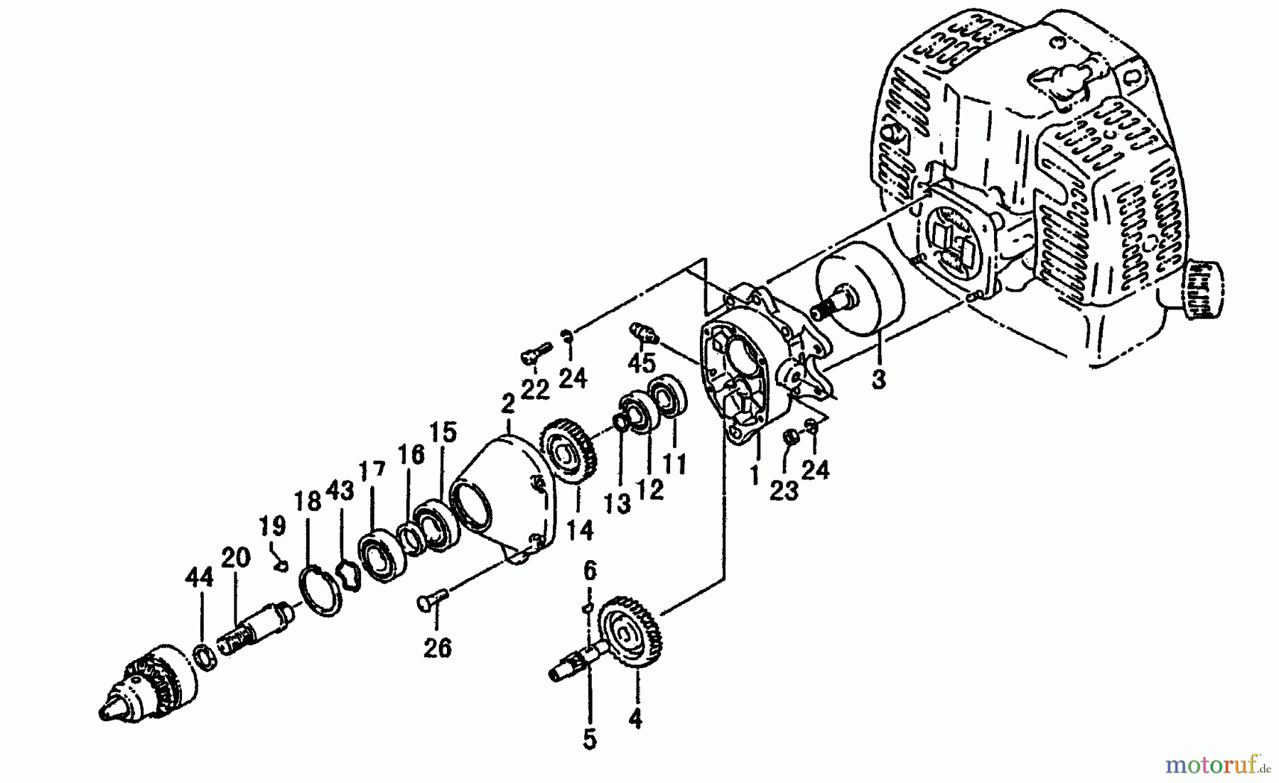  Tanaka Erdbohrer TED-210C - Tanaka Gas Drill (SN: T277487 - T2848900) Gear Case