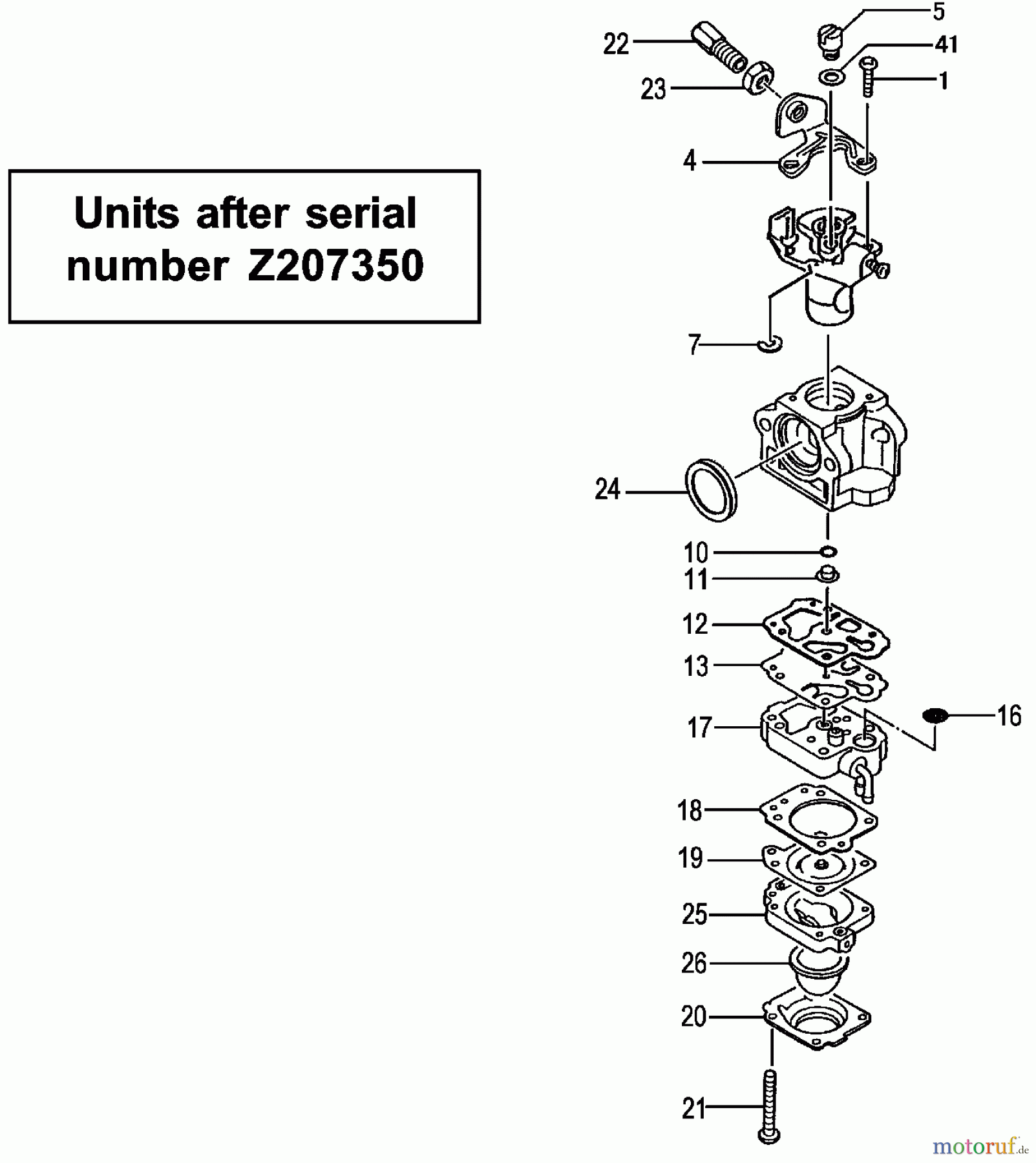  Tanaka Erdbohrer TED-262L - Tanaka Portable Gas Drill Carburetor (Units after serial number Z207350)