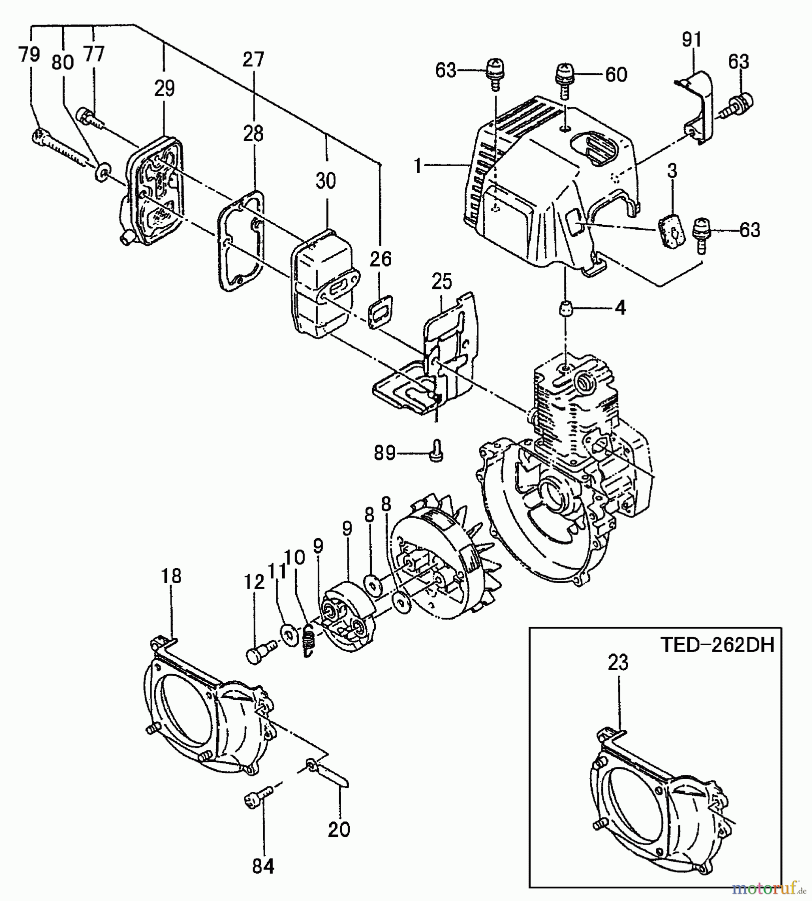  Tanaka Erdbohrer TED-262 - Tanaka Portable Gas Drill Muffler, Clutch & Cover