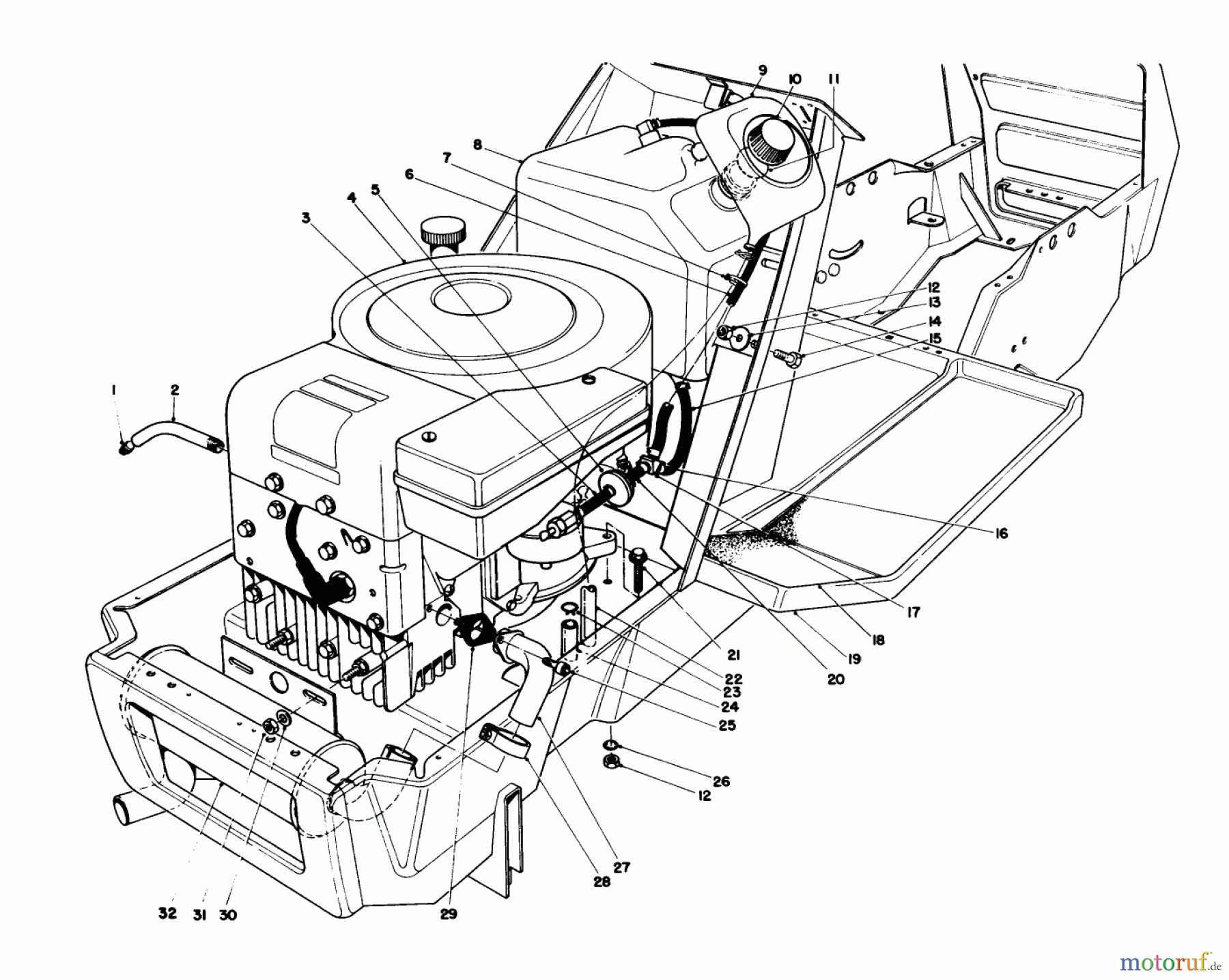  Toro Neu Mowers, Lawn & Garden Tractor Seite 1 57354 (11-44) - Toro 11-44 Pro Lawn Tractor, 1986 (6000001-6999999) ENGINE ASSEMBLY