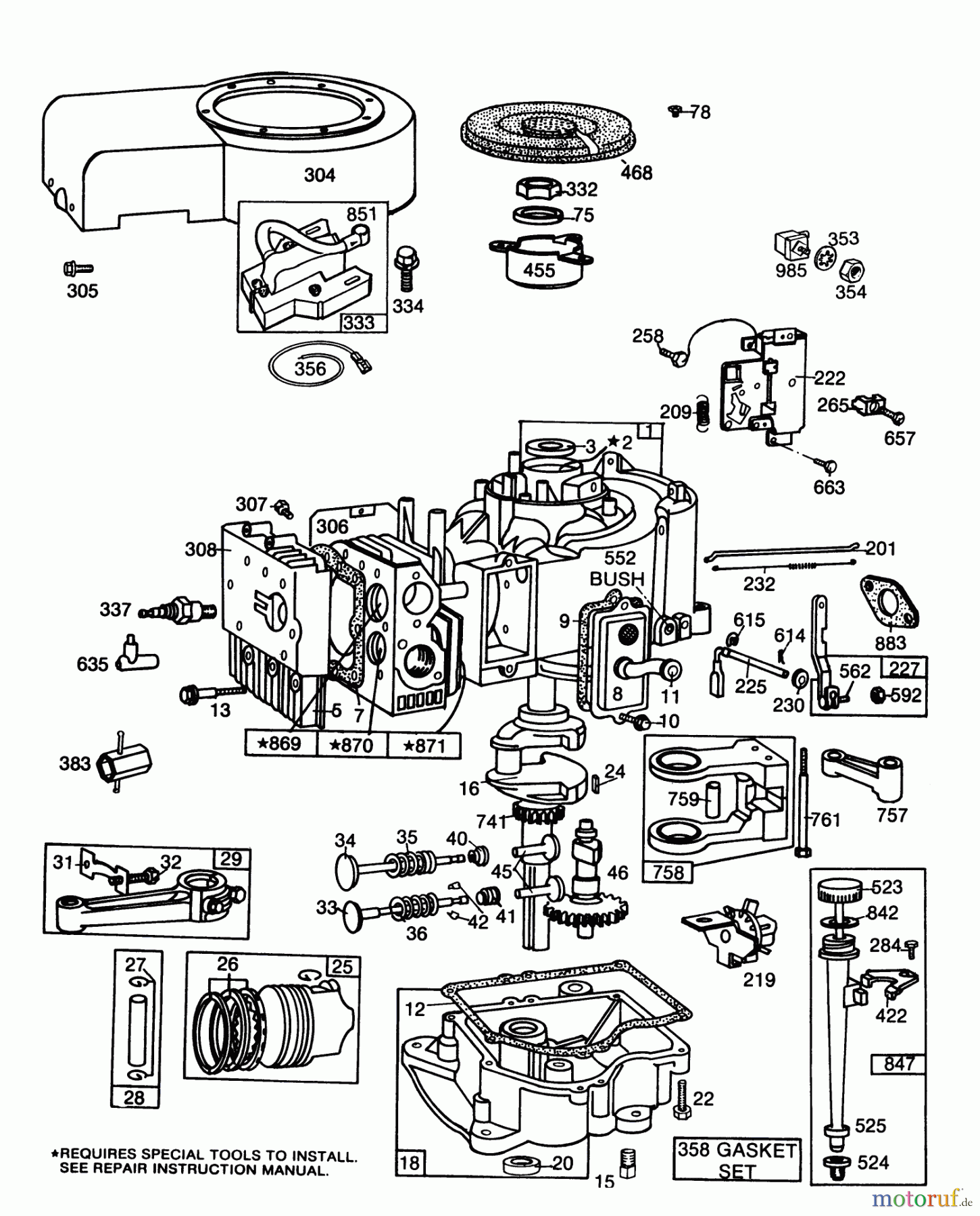  Toro Neu Mowers, Lawn & Garden Tractor Seite 1 57354 (11-44) - Toro 11-44 Pro Lawn Tractor, 1986 (6000001-6999999) ENGINE BRIGGS & STRATTON MODEL 253707-0157-01 #1