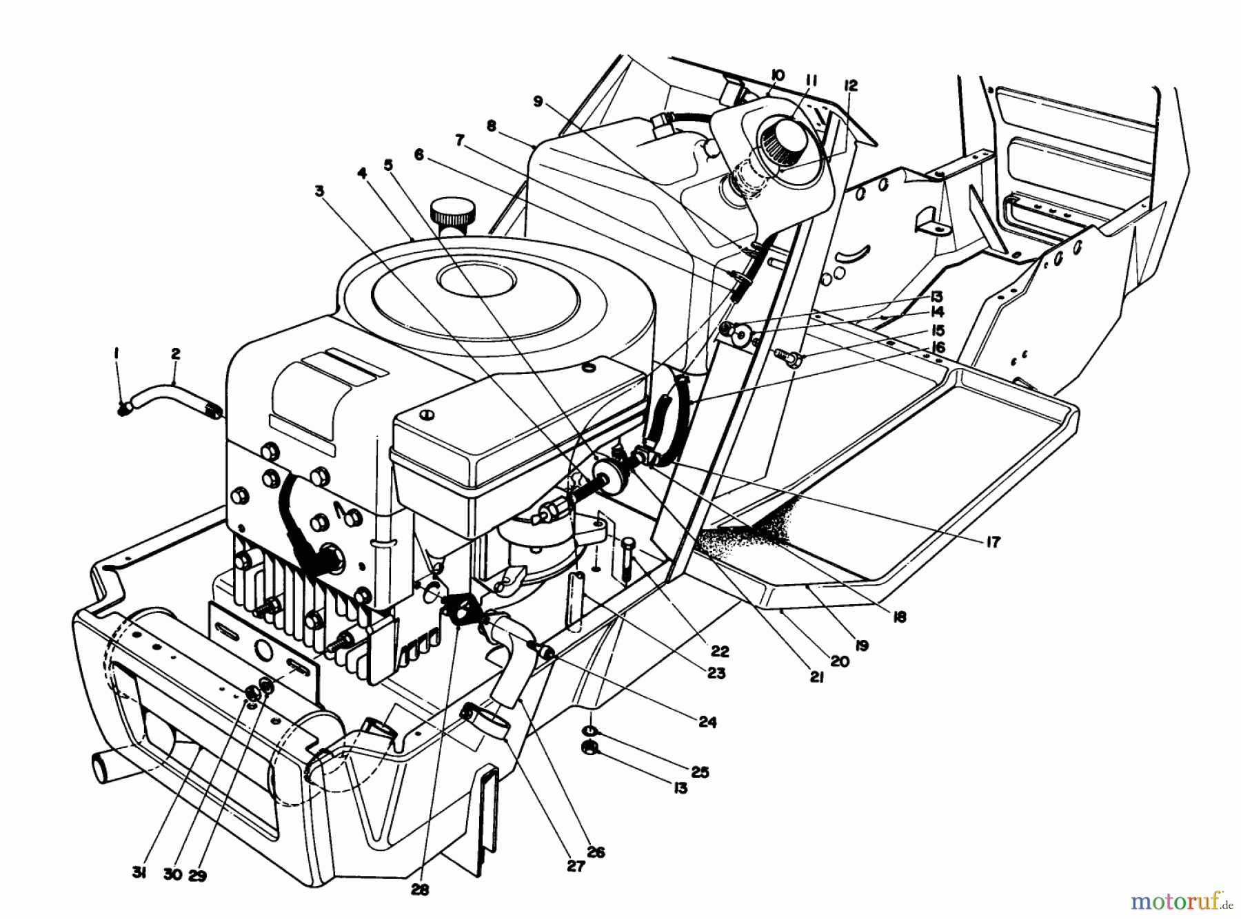  Toro Neu Mowers, Lawn & Garden Tractor Seite 1 57354 (11-44) - Toro 11-44 Pro Lawn Tractor, 1987 (7000001-7999999) ENGINE ASSEMBLY