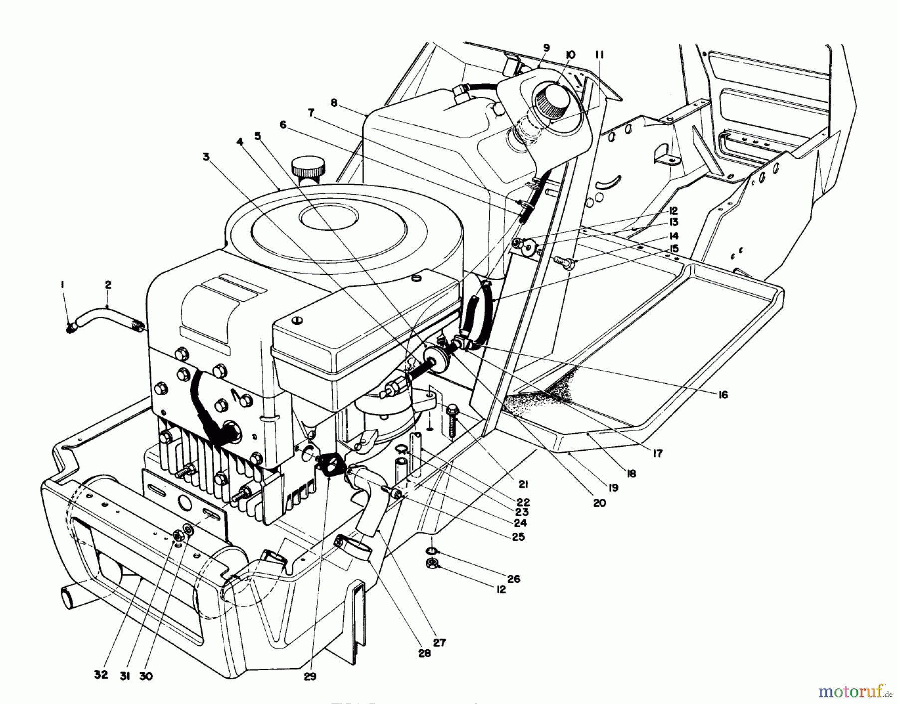  Toro Neu Mowers, Lawn & Garden Tractor Seite 1 57365 (11-38) - Toro 11-38 Pro Lawn Tractor, 1986 (6000001-6999999) ENGINE ASSEMBLY