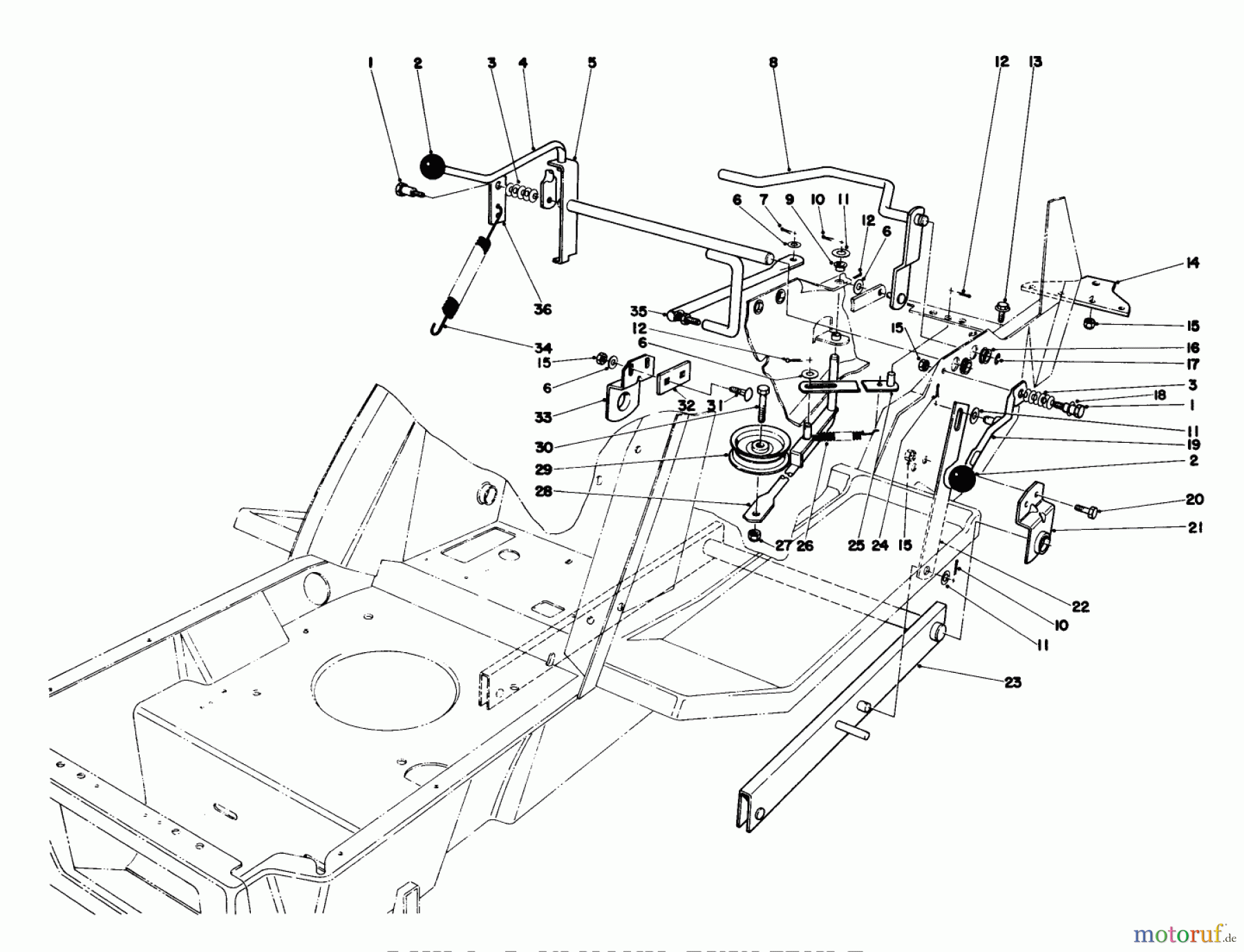  Toro Neu Mowers, Lawn & Garden Tractor Seite 1 57365 (11-38) - Toro 11-38 Pro Lawn Tractor, 1986 (6000001-6999999) SHIFT & CLUTCH ASSEMBLY