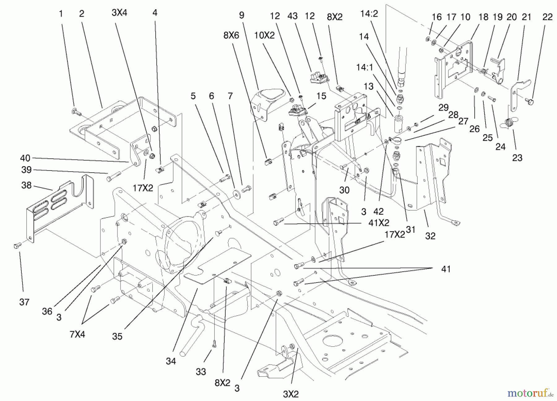  Toro Neu Accessories, Mower 104-4671 - Toro Sales Kit, 522xi Indy Special Edition Garden Tractor STEERING TOWER AND FUEL TANK SUPPORT ASSEMBLY