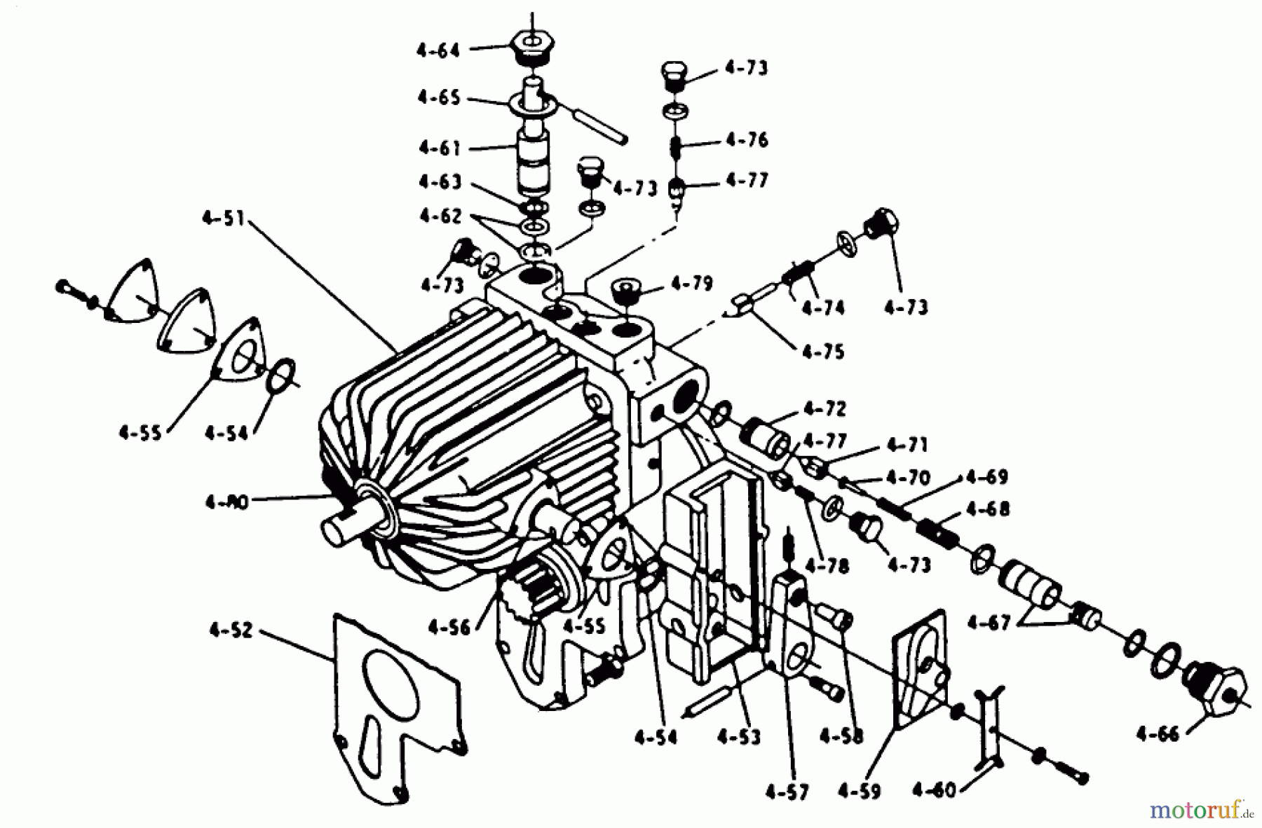  Toro Neu Mowers, Lawn & Garden Tractor Seite 1 1-0430 - Toro 14 hp Automatic Tractor, 1973 PARTS LIST FOR 4.050 HYDROGEAR (PLATE 4.4)