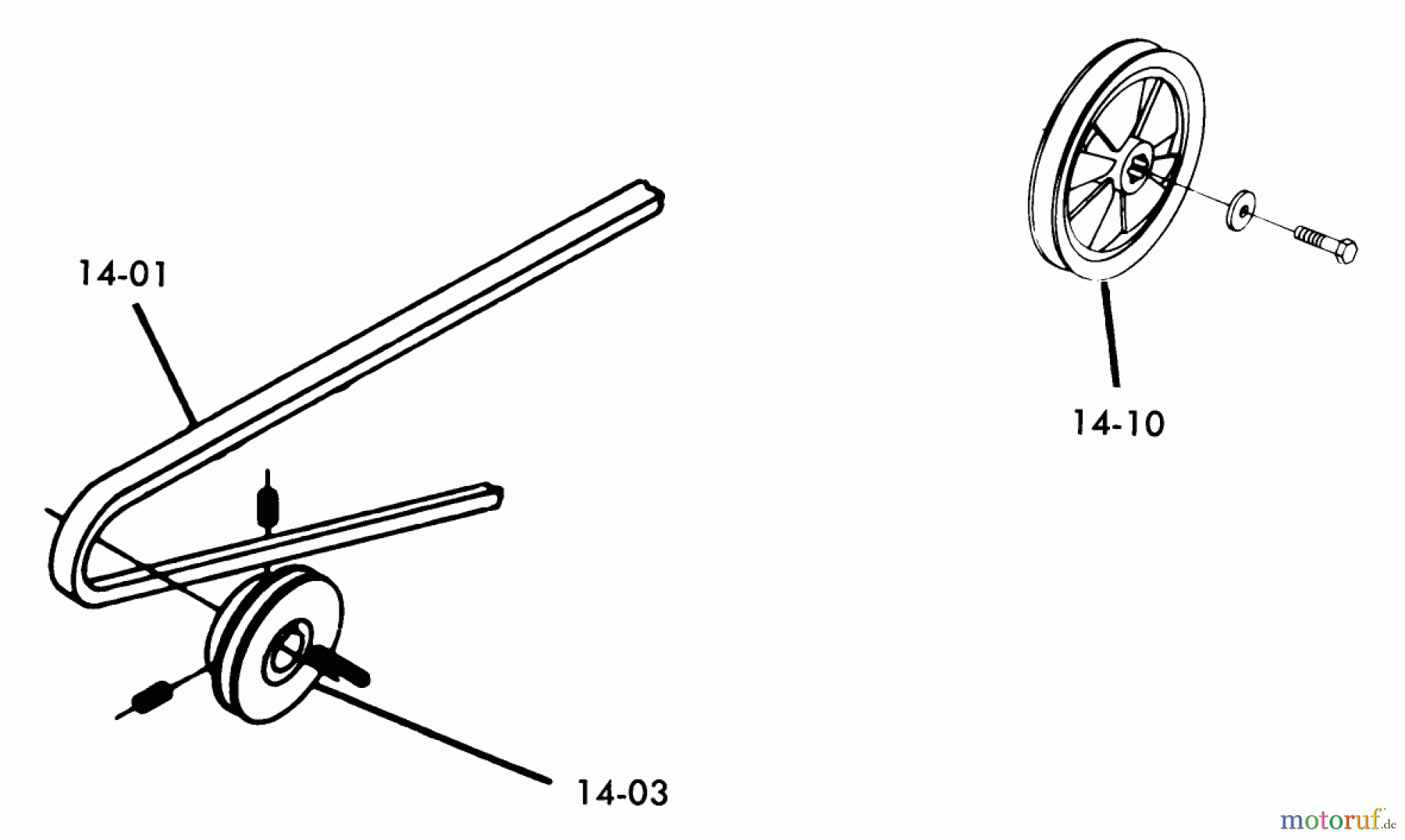  Toro Neu Mowers, Lawn & Garden Tractor Seite 1 1-0491 (C-120) - Toro C-120 Automatic Tractor, 1975 14.000 DRIVE BELTS AND PULLEYS (FIG. 14A)