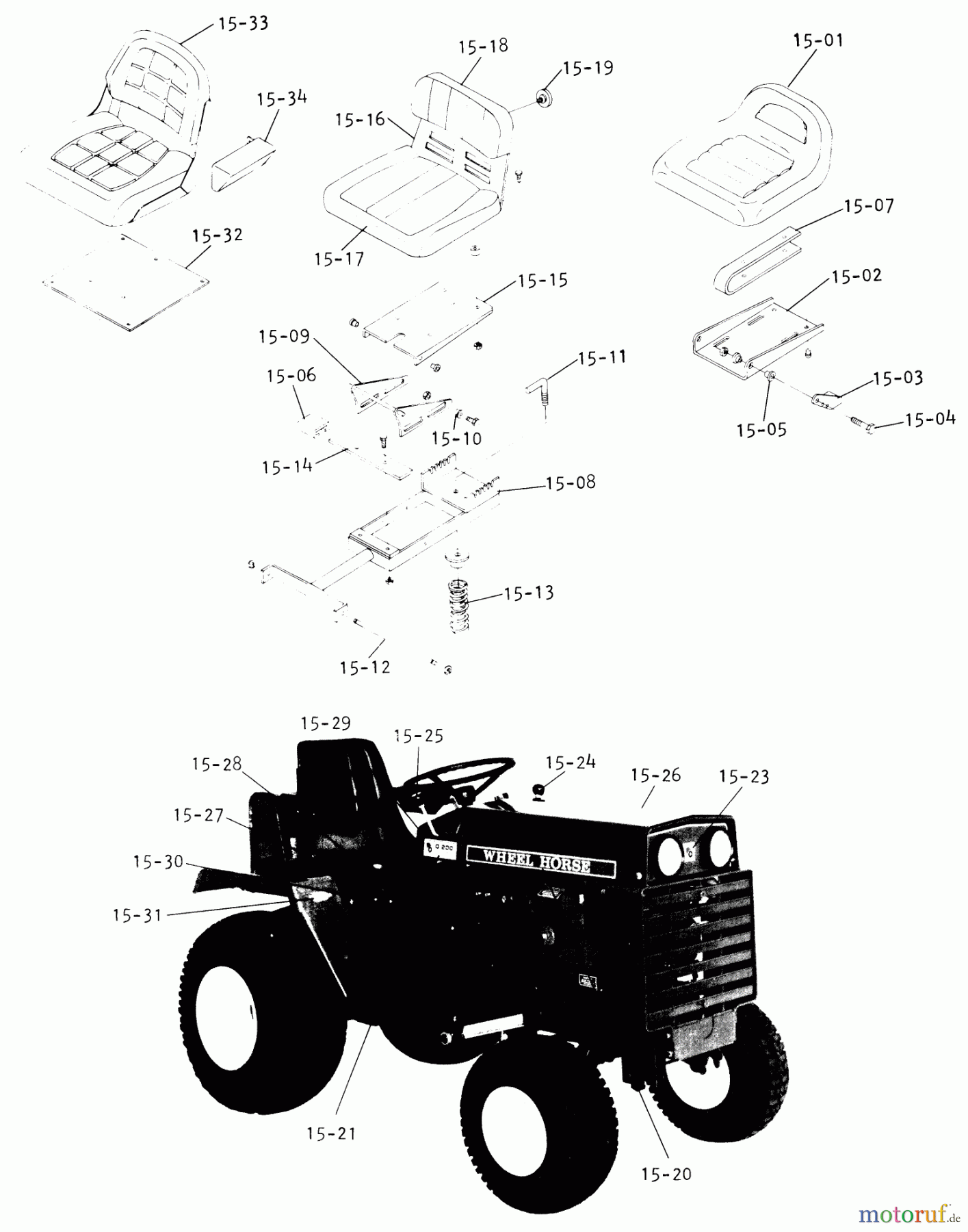  Toro Neu Mowers, Lawn & Garden Tractor Seite 1 1-0650 (D-160) - Toro D-160 Automatic Tractor, 1974 SEATS, DECALS, MISC, TRIM (CONT-D)