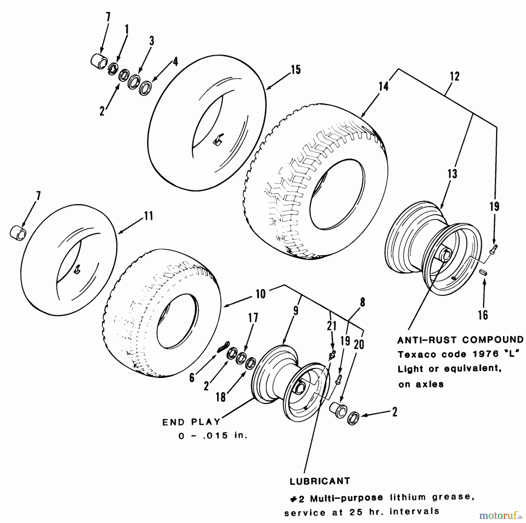  Toro Neu Mowers, Lawn & Garden Tractor Seite 1 12-11BP02 (B-115) - Toro B-115 5-Speed Tractor, 1984 WHEELS AND TIRES