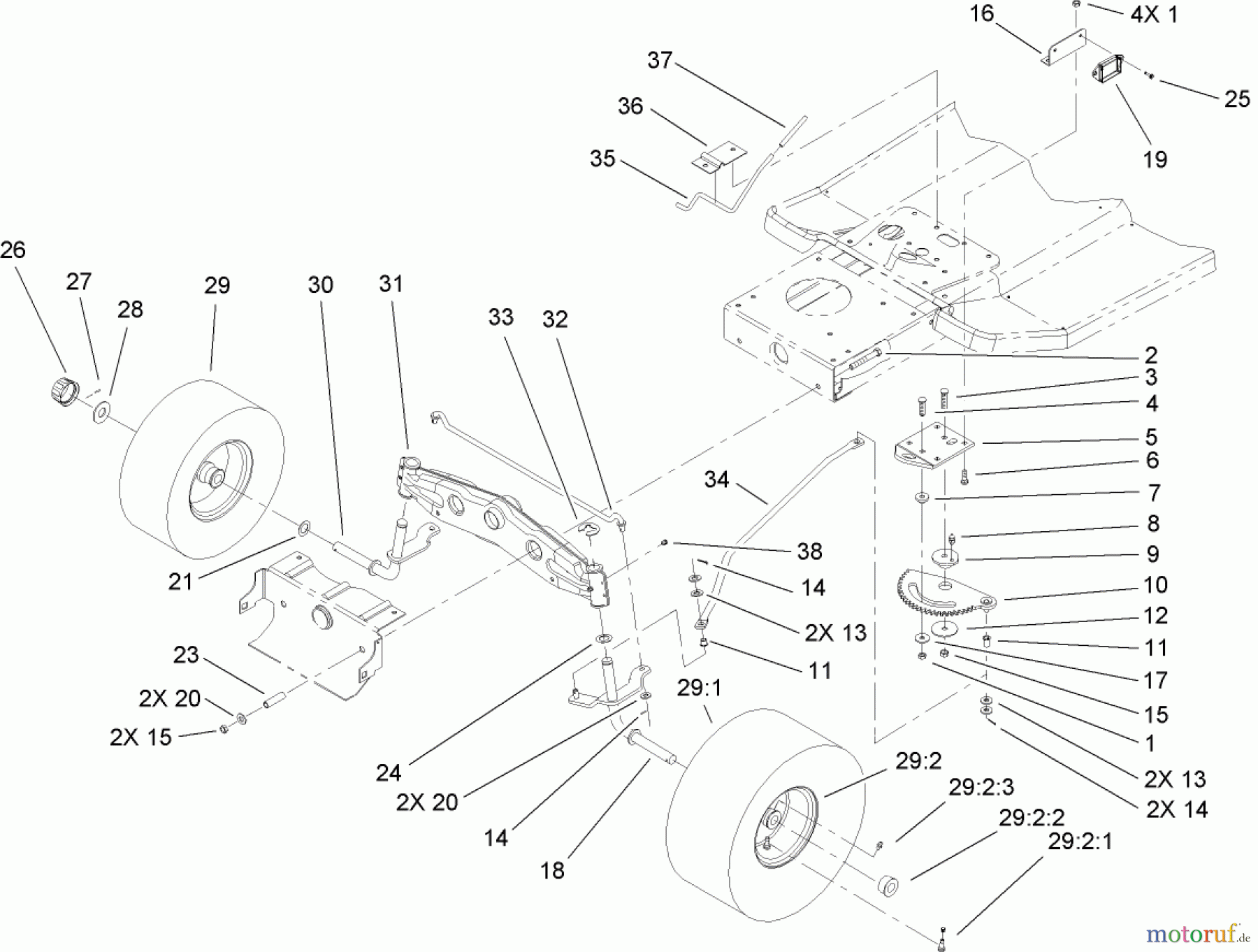  Toro Neu Mowers, Lawn & Garden Tractor Seite 1 135E (RT380H) - Toro RT380H Recycling Mower, 2008 (280000001-280999999) STEERING ASSEMBLY