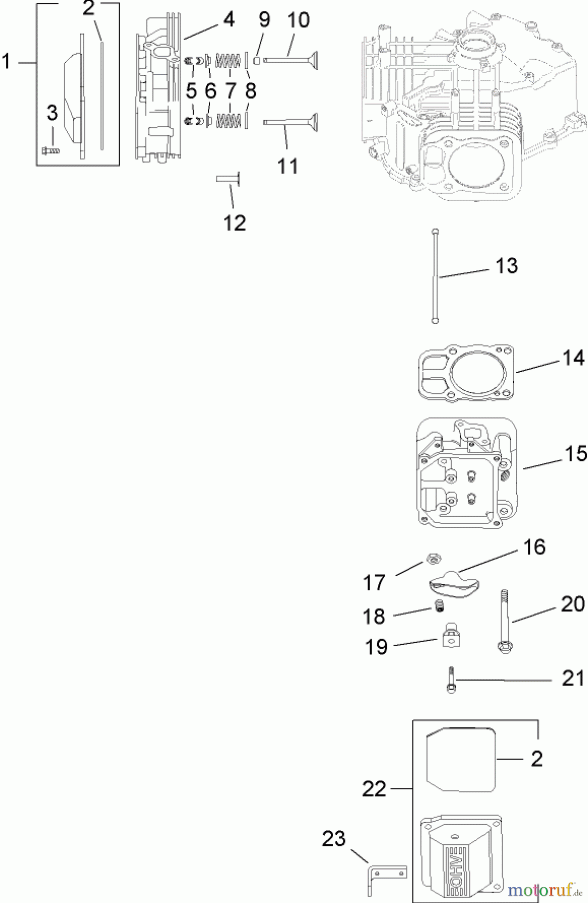  Toro Neu Mowers, Lawn & Garden Tractor Seite 1 13AP60RP744 (LX500) - Toro LX500 Lawn Tractor, 2006 (1A096B50000-) HEAD, VALVE AND BREATHER ASSEMBLY KOHLER SV720-0011