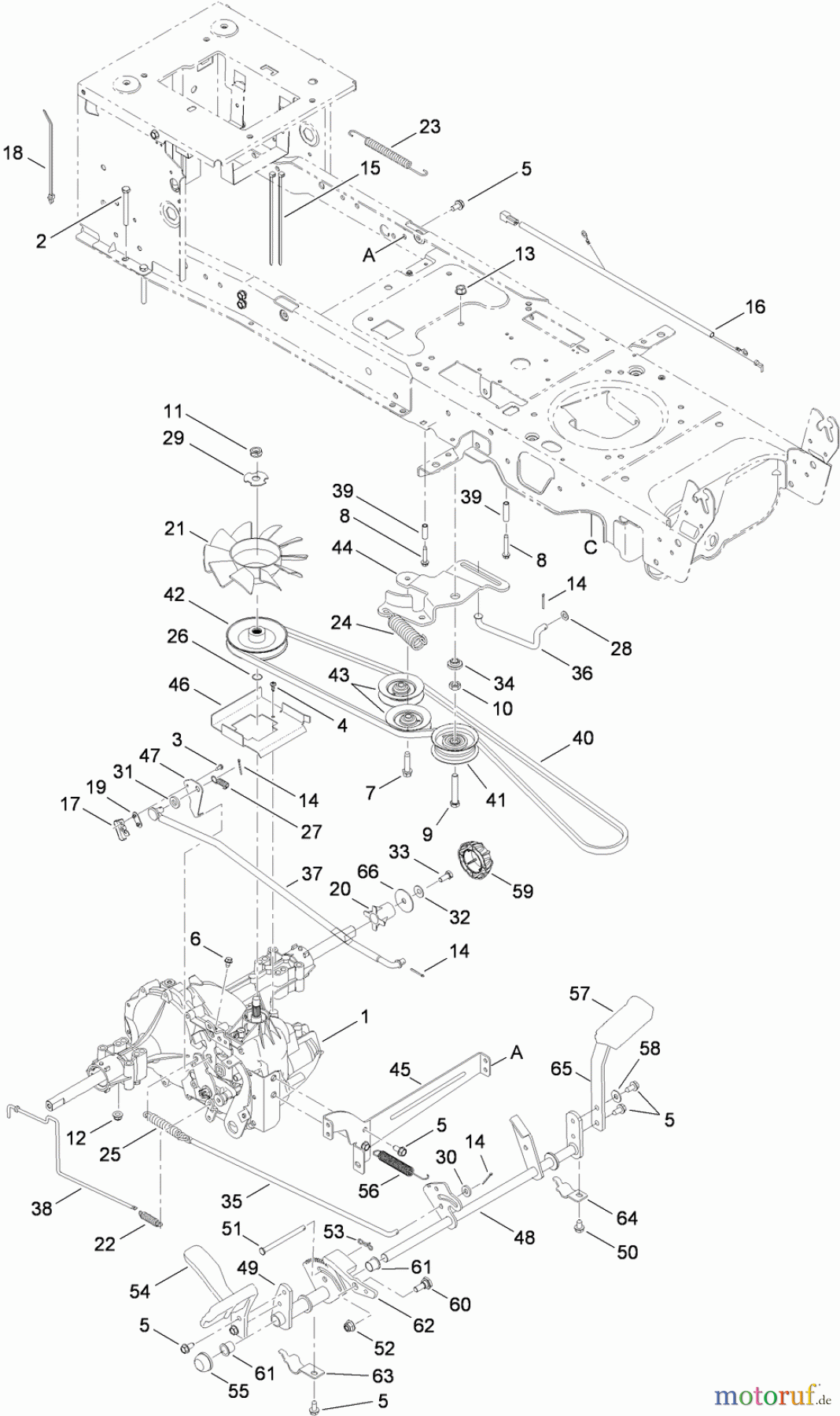 Toro Neu Mowers, Lawn & Garden Tractor Seite 1 13AP91RT848 (LX468) - Toro LX468 Lawn Tractor, 2010 (1-1) DRIVE SYSTEM ASSEMBLY