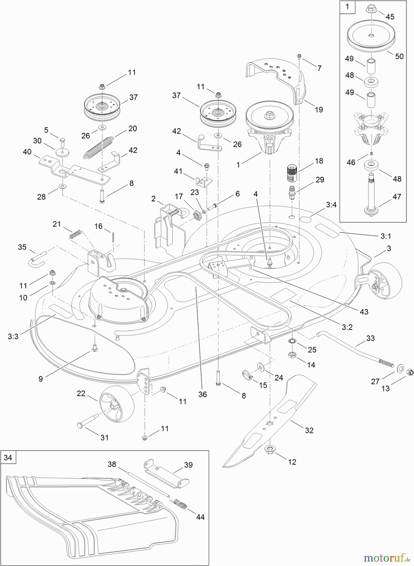  Toro Neu Mowers, Lawn & Garden Tractor Seite 1 13AP91RT848 (LX468) - Toro LX468 Lawn Tractor, 2011 (1-1) 46 INCH DECK ASSEMBLY